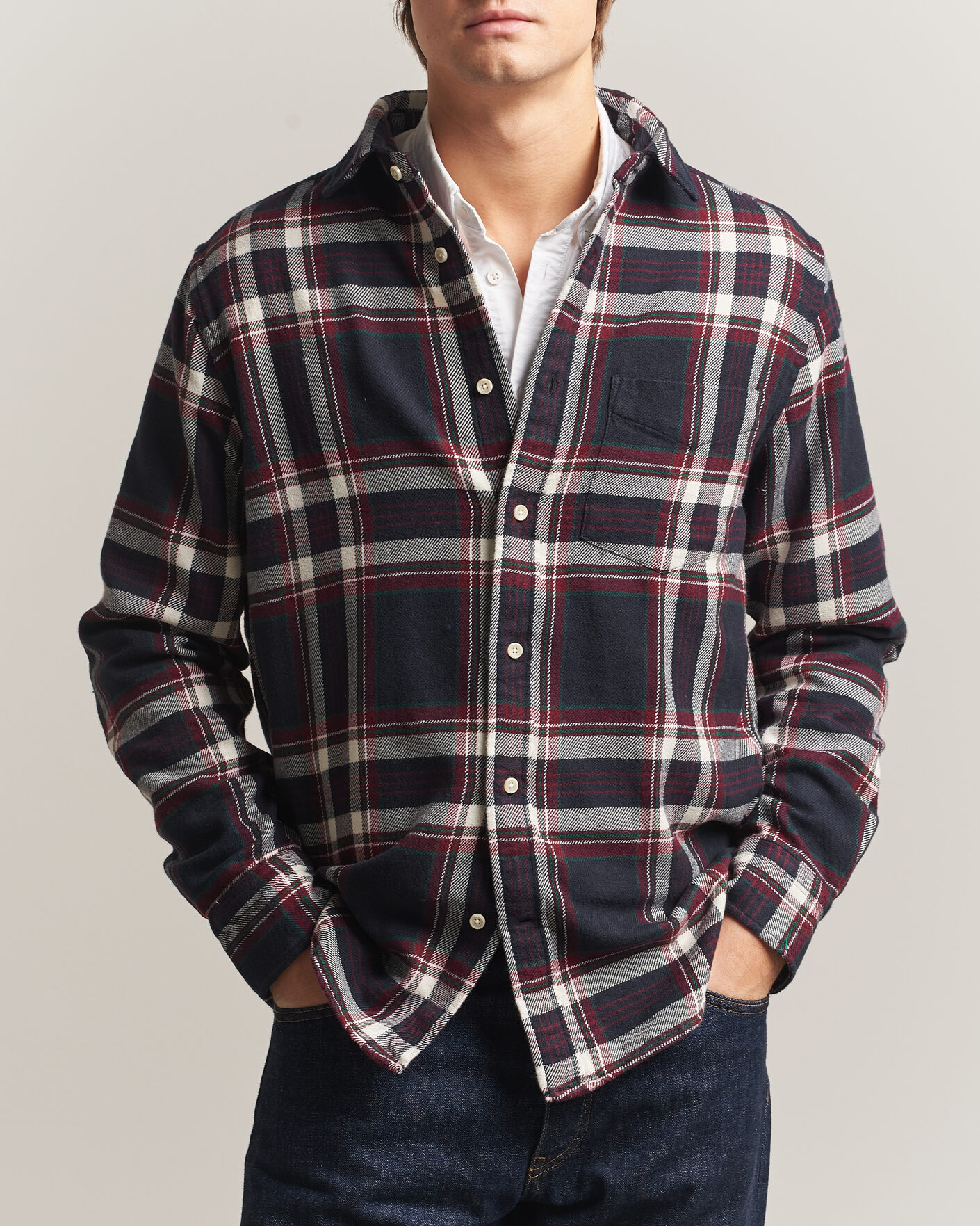 Herren | Hemden | Gant | Regular Fit Flannel Checked Overshirt Evening Blue
