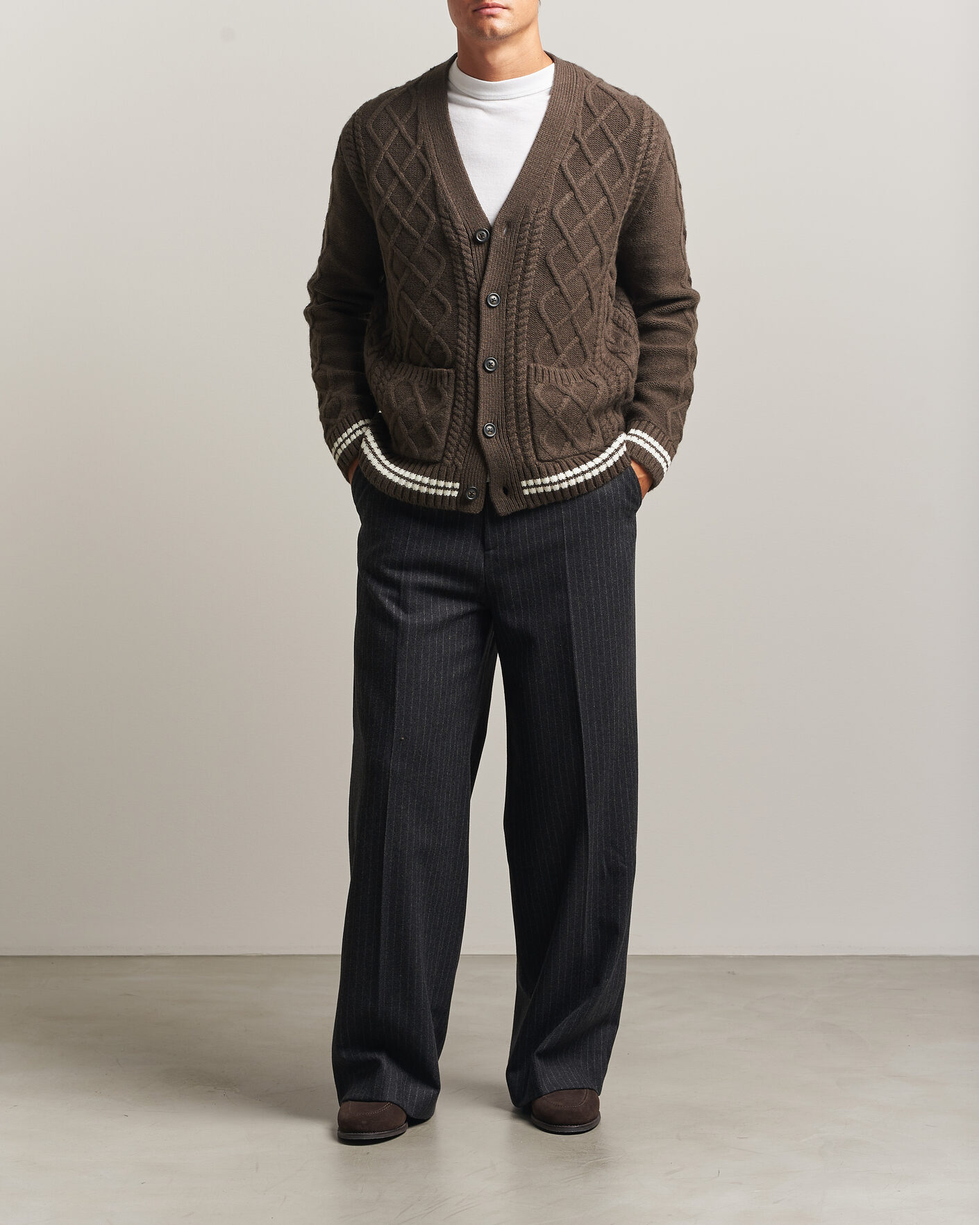 Herren | Pullover | Gant | Wool Cable Knitted Cardigan Shadow Brown