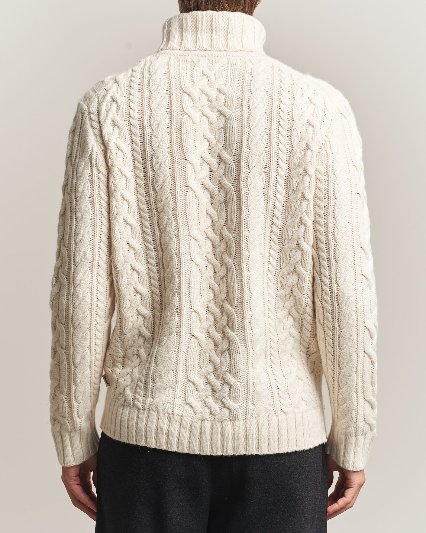 Herren | Pullover | Gant | Wool/Cotton Cable Knitted Turtleneck Cream