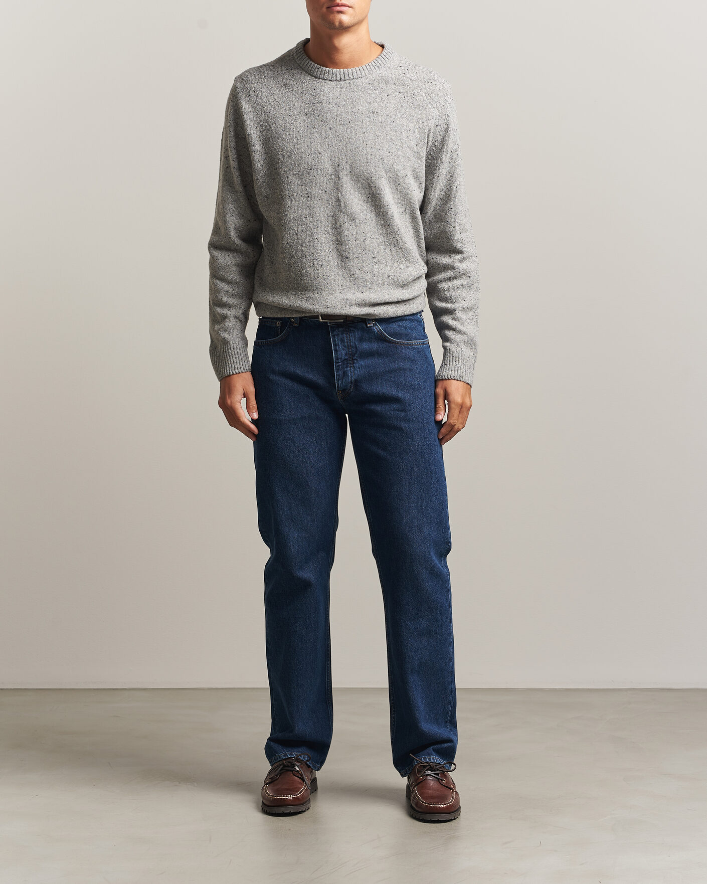 Herren | Pullover | Gant | Neps Wool Crew Neck Sweater Grey Melange