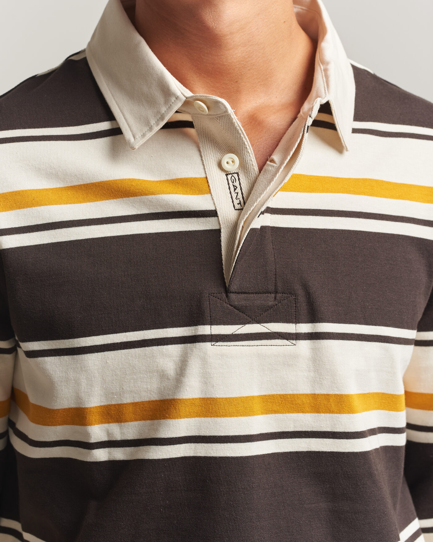 Herren | Pullover | Gant | Striped Heavy Rugger Charred Wood Brown