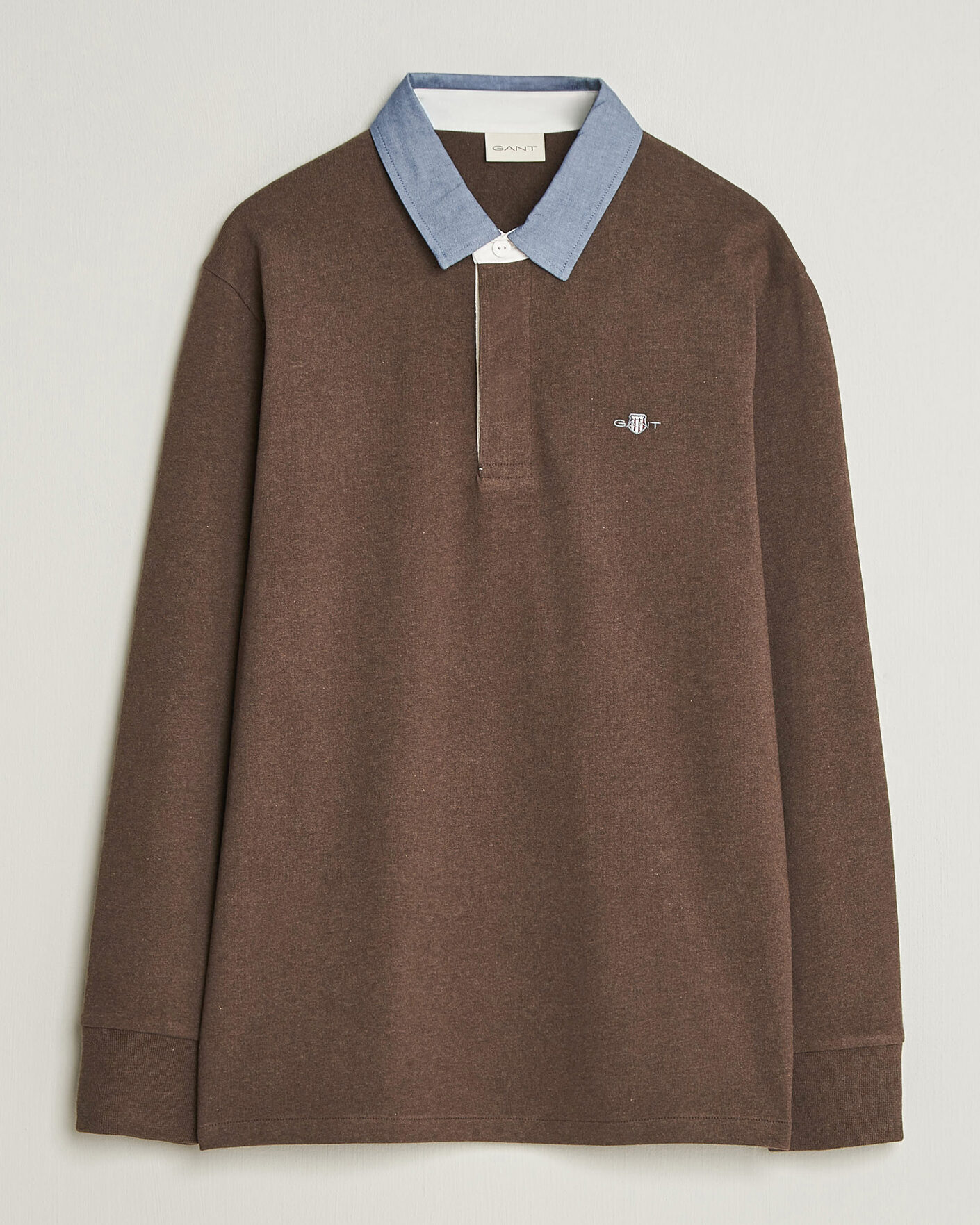 Herren | Pullover | Gant | Chambray Solid Heavy Rugger Black Brown Melange