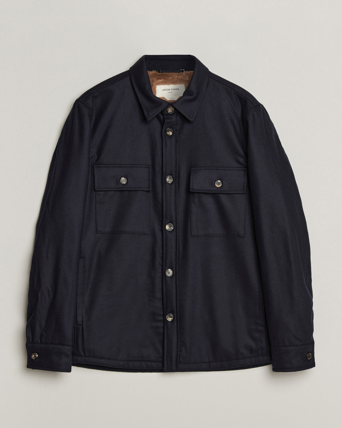 Herren | Jacken | Jacob Cohën | Wool Flannel Eco Fur Lined Shirt Jacket Navy