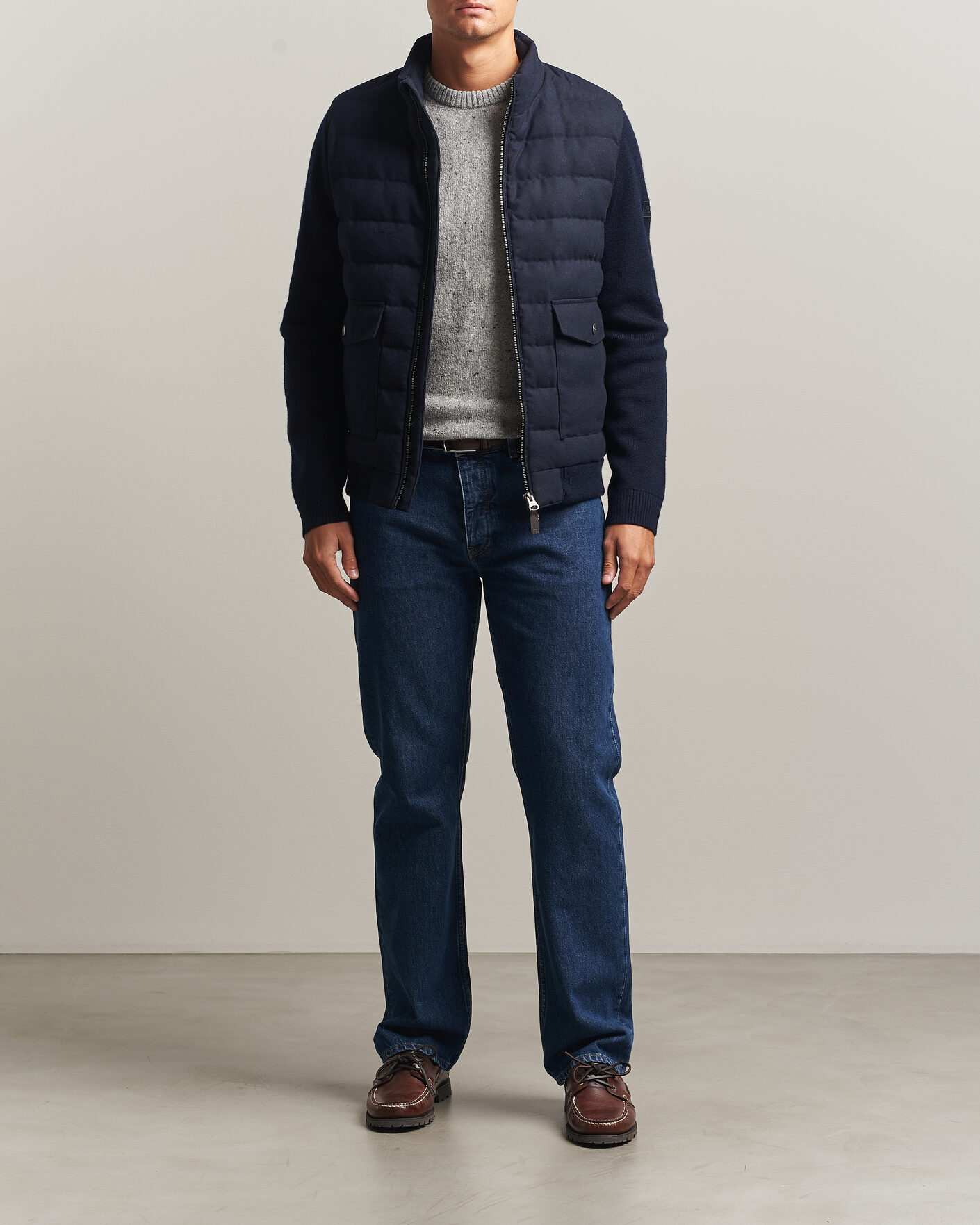 Herren | Jacken | Gant | Padded Hybrid Flannel Jacket Evening Blue