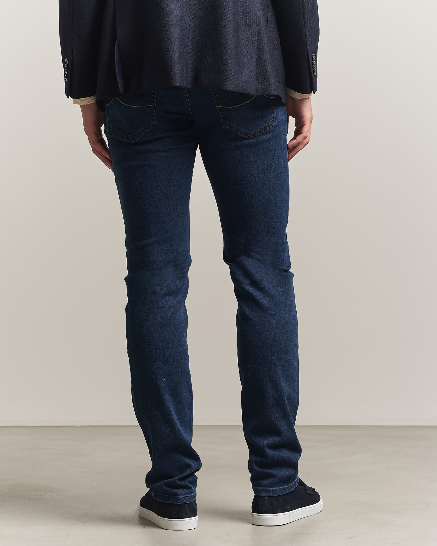 Herren | Jeans | Jacob Cohën | Nick Slim Fit Washed Stretch Jeans Dark Blue