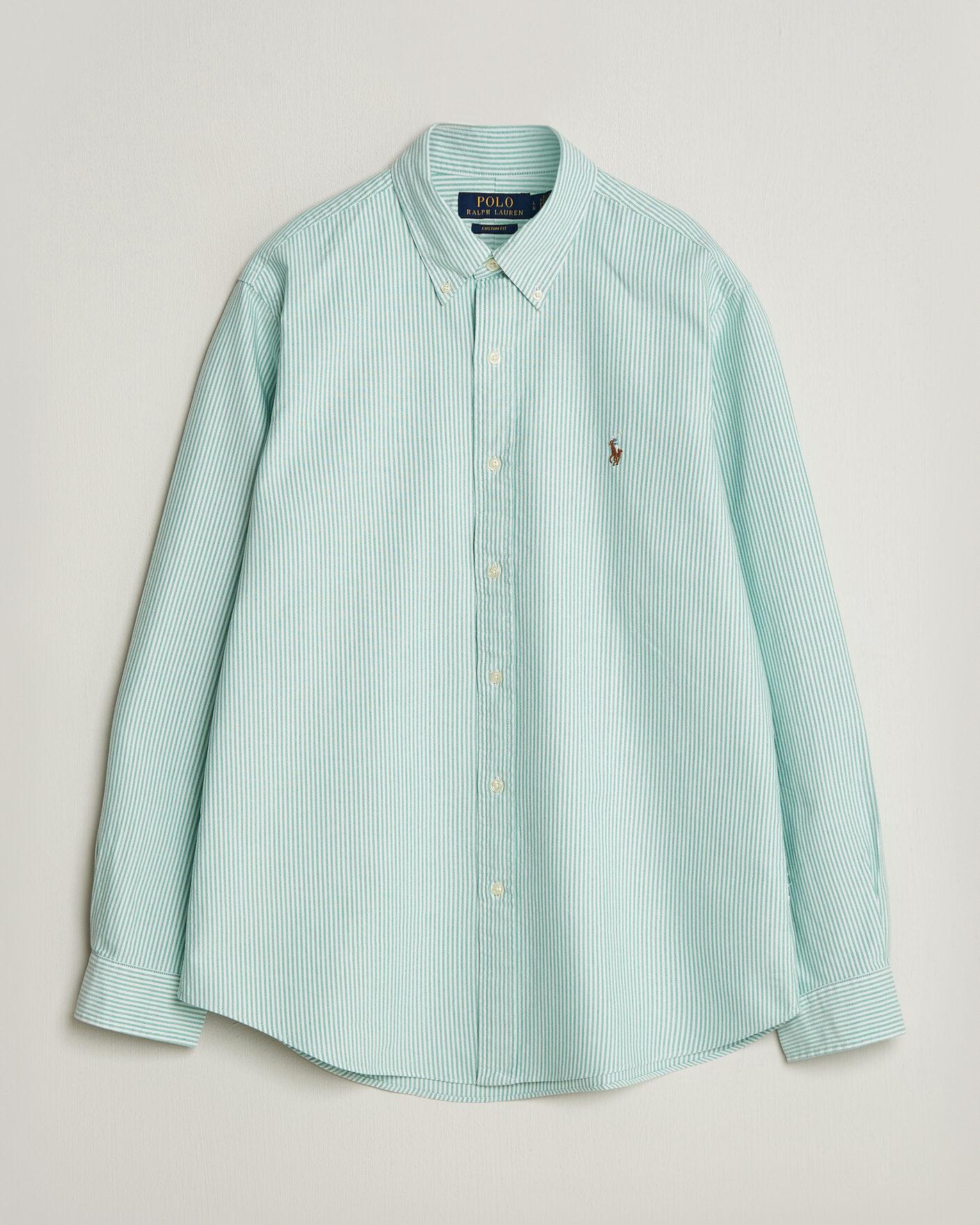 Herren | Hemden | Polo Ralph Lauren | Custom Fit Striped Oxford Shirt Scarab Green/White