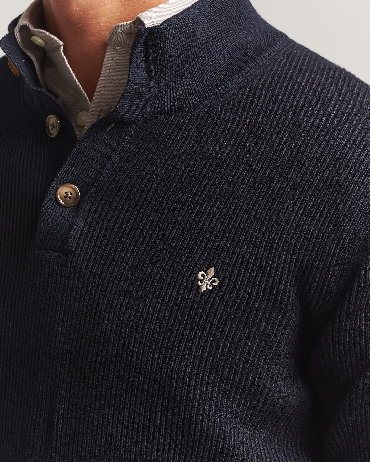 Herren | Pullover | Morris | Niall Half Button Sweater Old Blue
