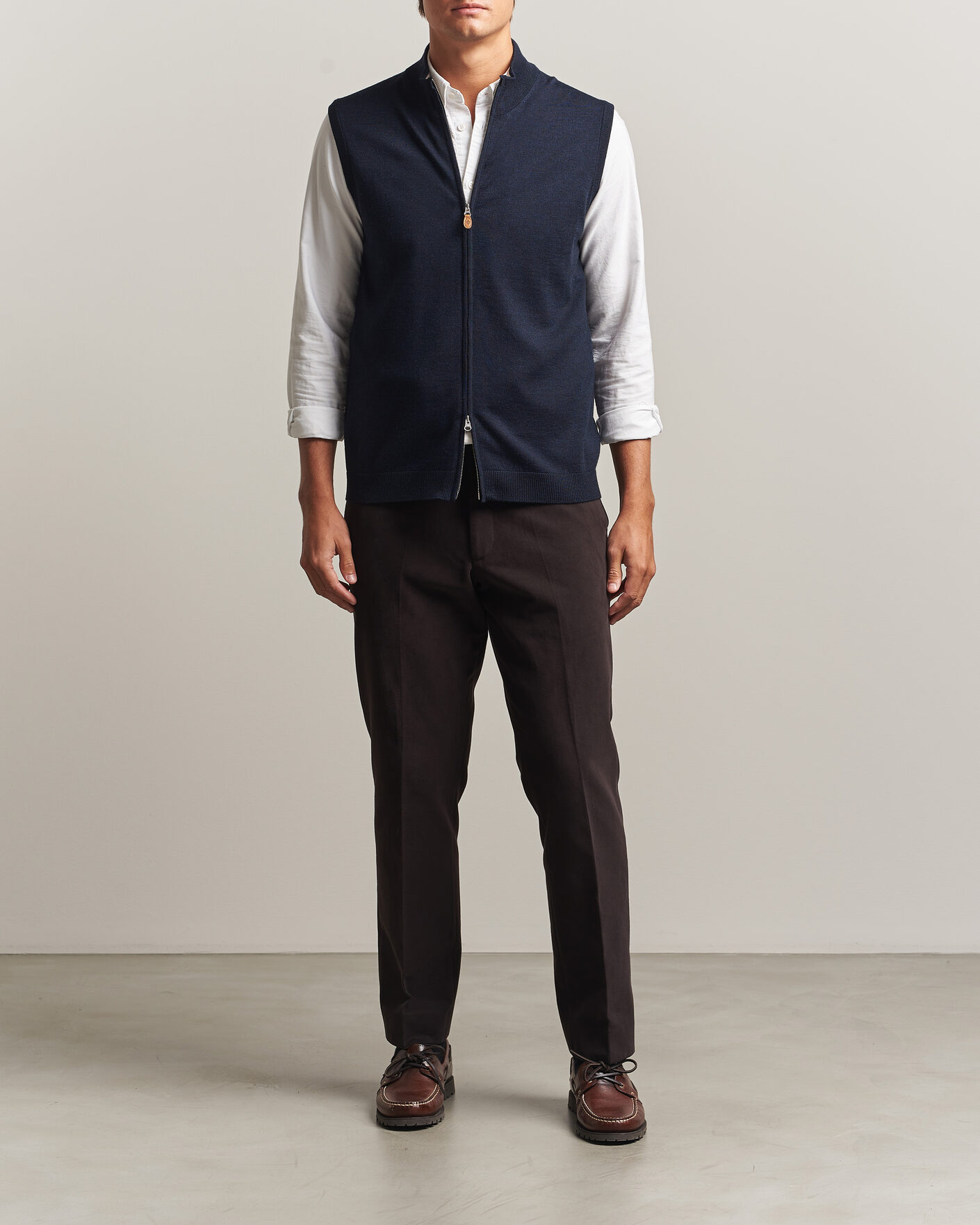 Herren | Pullover | Morris | Merino Zip Vest Navy