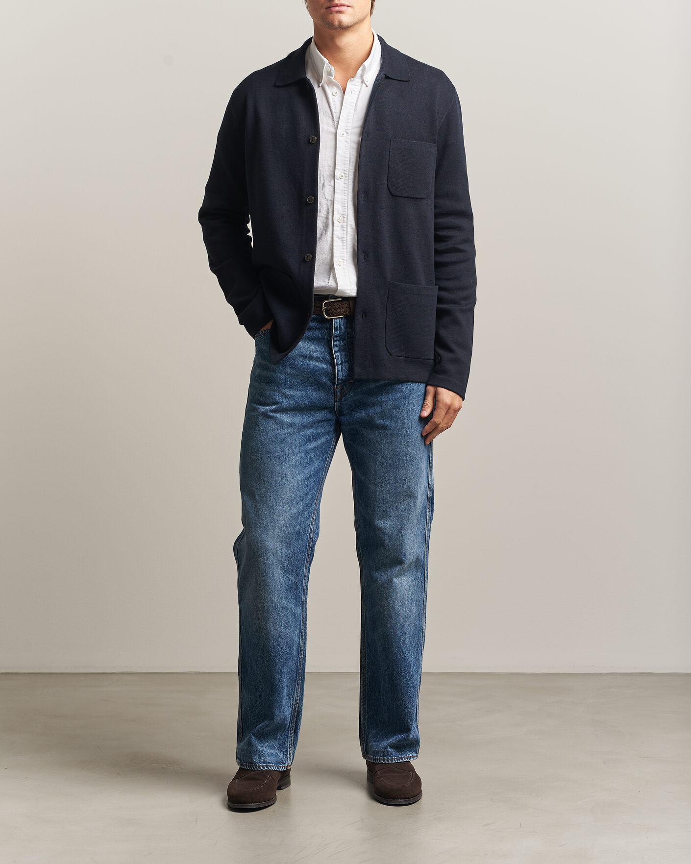 Herren | Pullover | Morris | Dudley Knitted Overshirt Navy