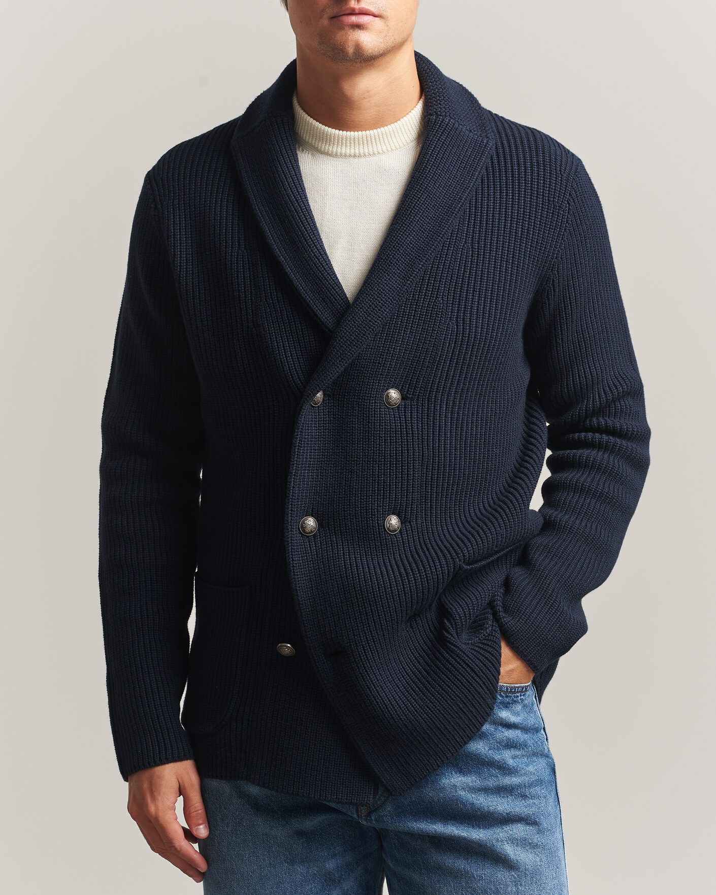 Herren | Pullover | Morris | Brayden DB Shawl Cardigan Navy