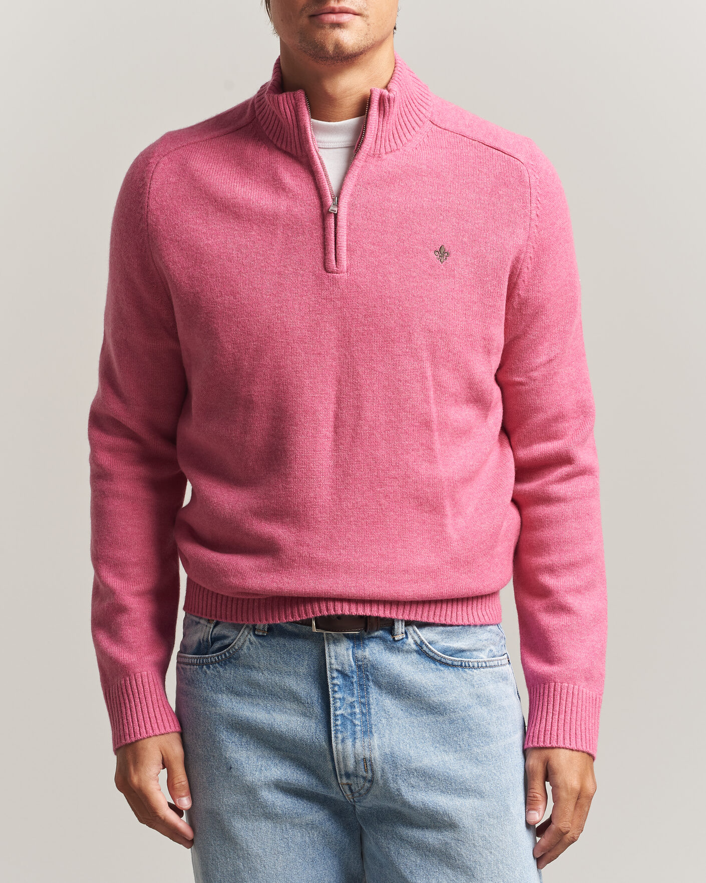 Herren | Pullover | Morris | Hertford Lambswool Half Zip Cerise