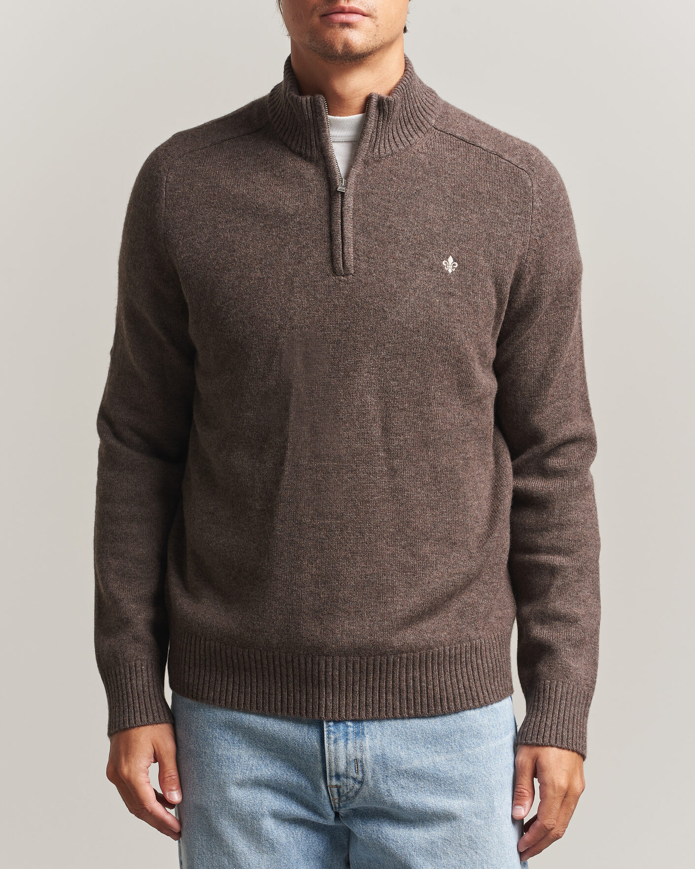 Herren | Pullover | Morris | Hertford Lambswool Half Zip Brown