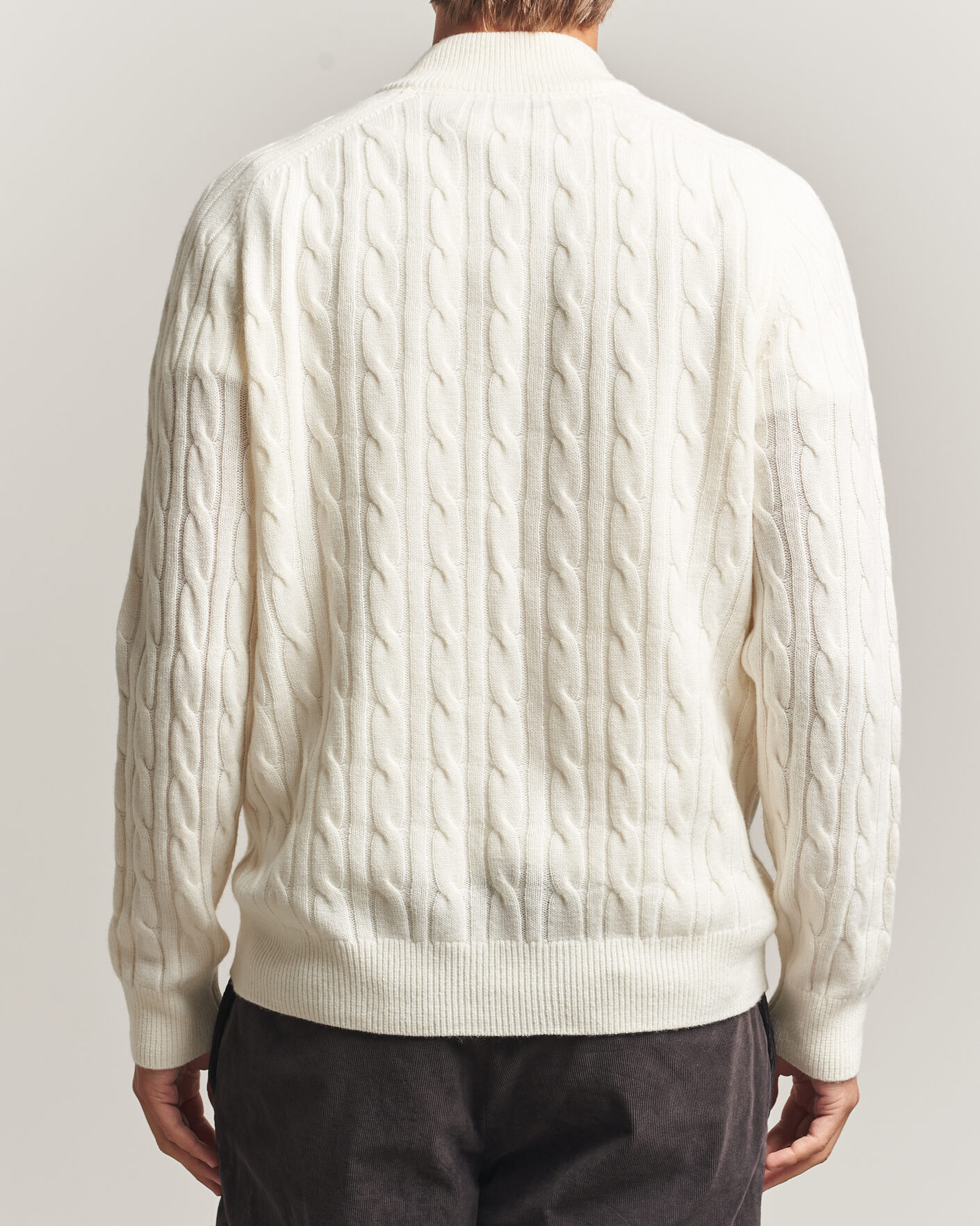Herren | Pullover | Morris | Hertford Cable Half Zip Off White