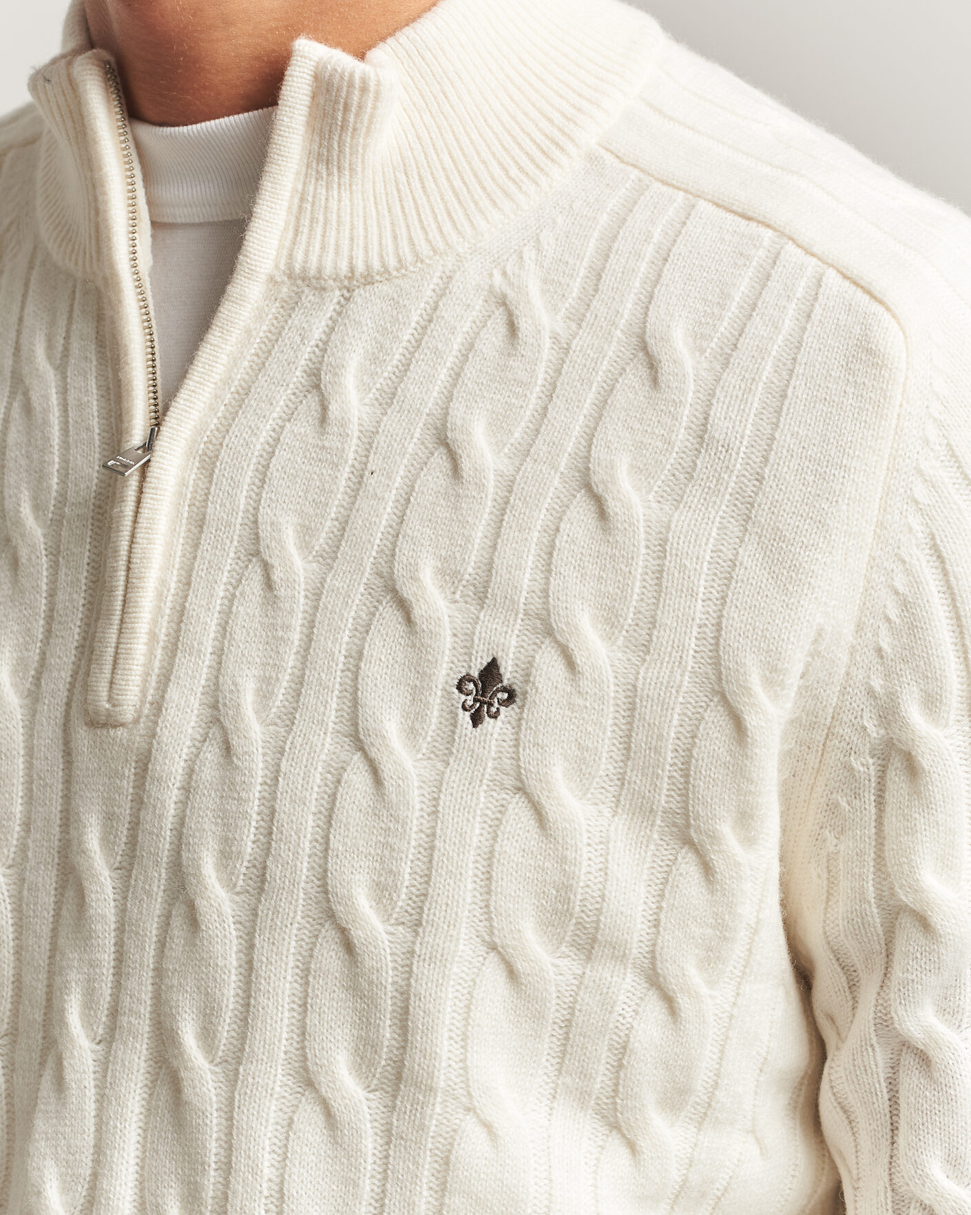 Herren | Pullover | Morris | Hertford Cable Half Zip Off White