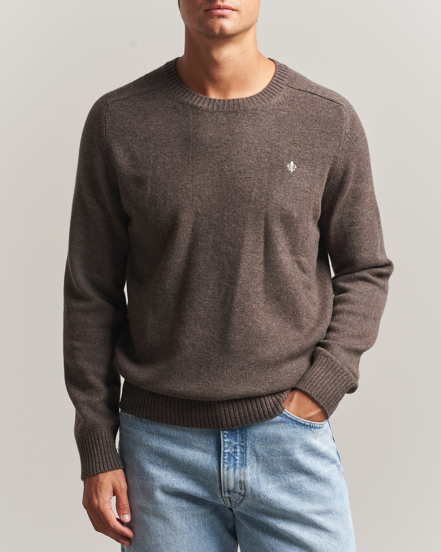 Herren | Pullover | Morris | Hertford Lambswool Crew Neck Brown