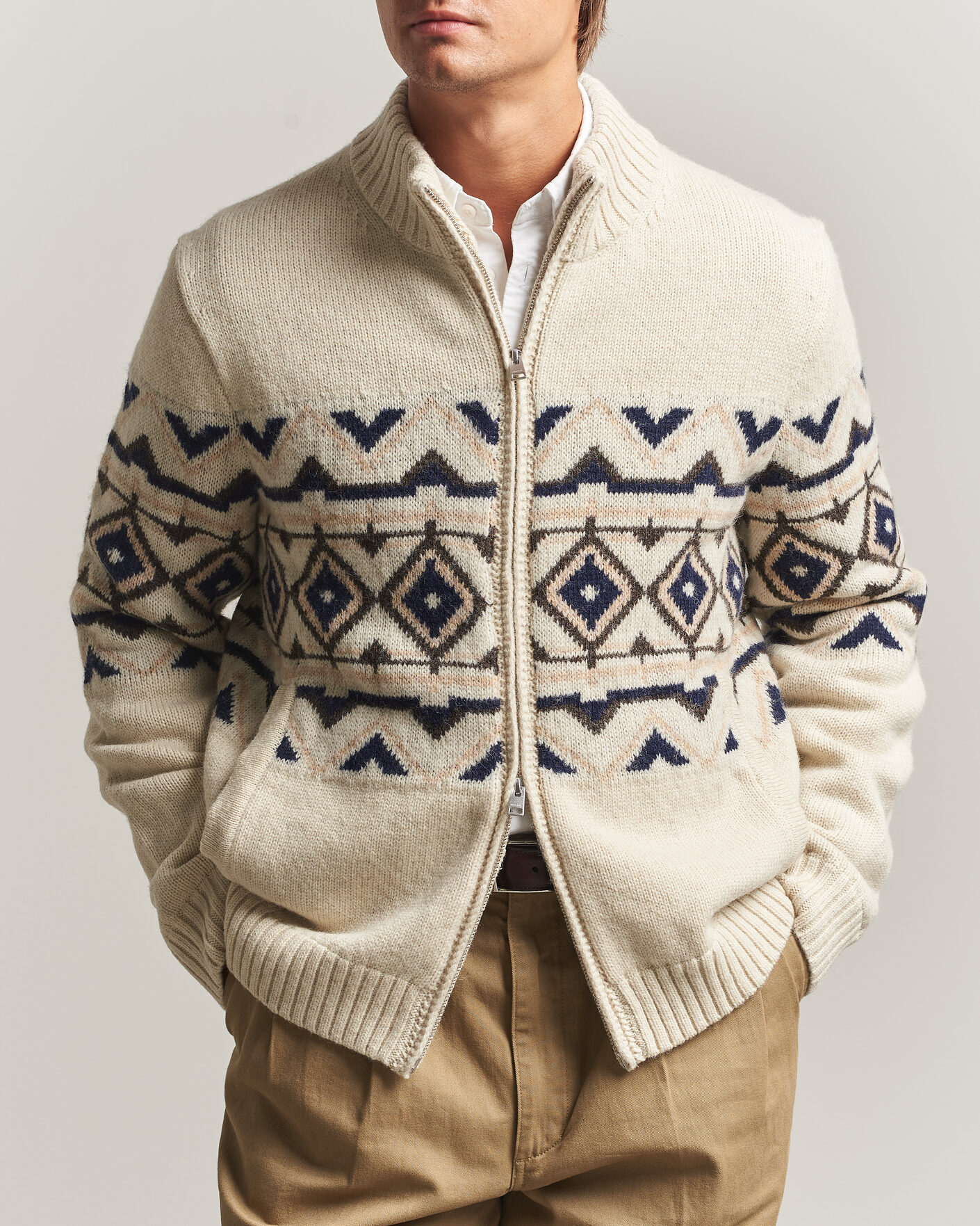Herren | Pullover | Morris | Hadley Zip Cardigan Off White