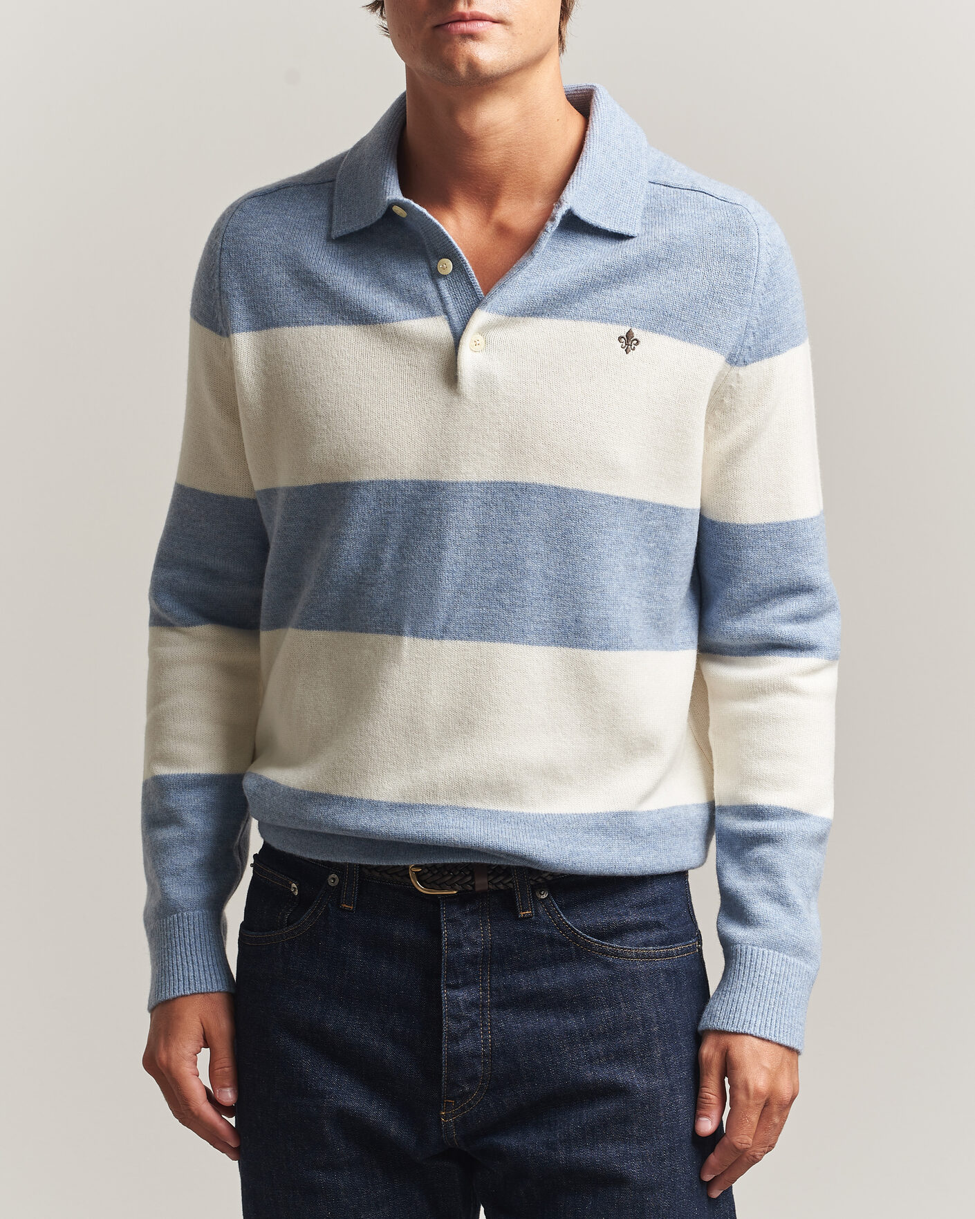 Herren | Pullover | Morris | Hertford Knitted Polo Blue