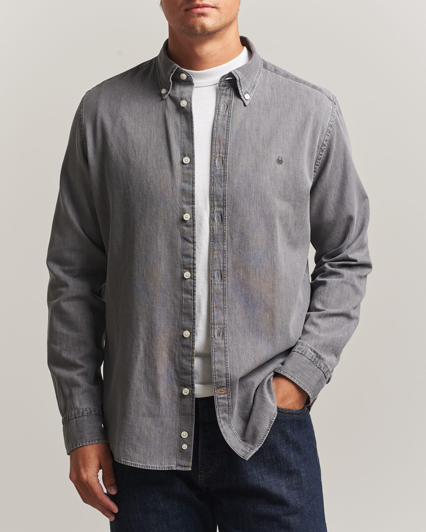 Herren | Hemden | Morris | Light Denim Shirt Grey