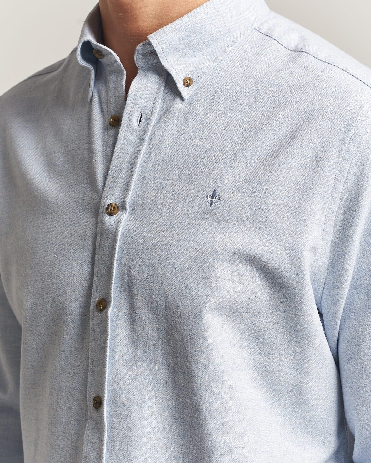 Herren | Hemden | Morris | Flannel Herringbone Shirt Light Blue