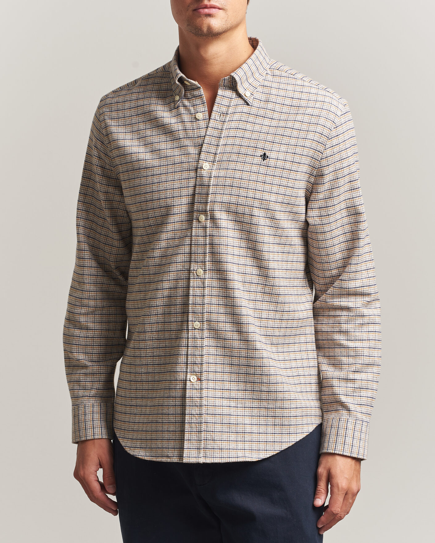 Herren | Hemden | Morris | Flannel Mouliné Shirt Khaki