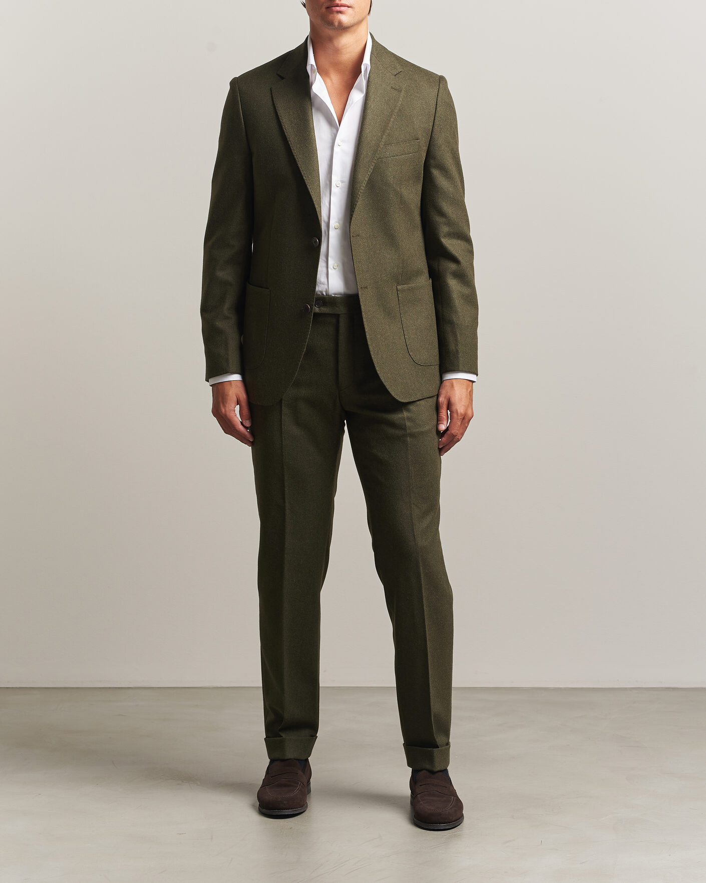 Herren | Hosen | Morris | Flannel Suit Trousers Green