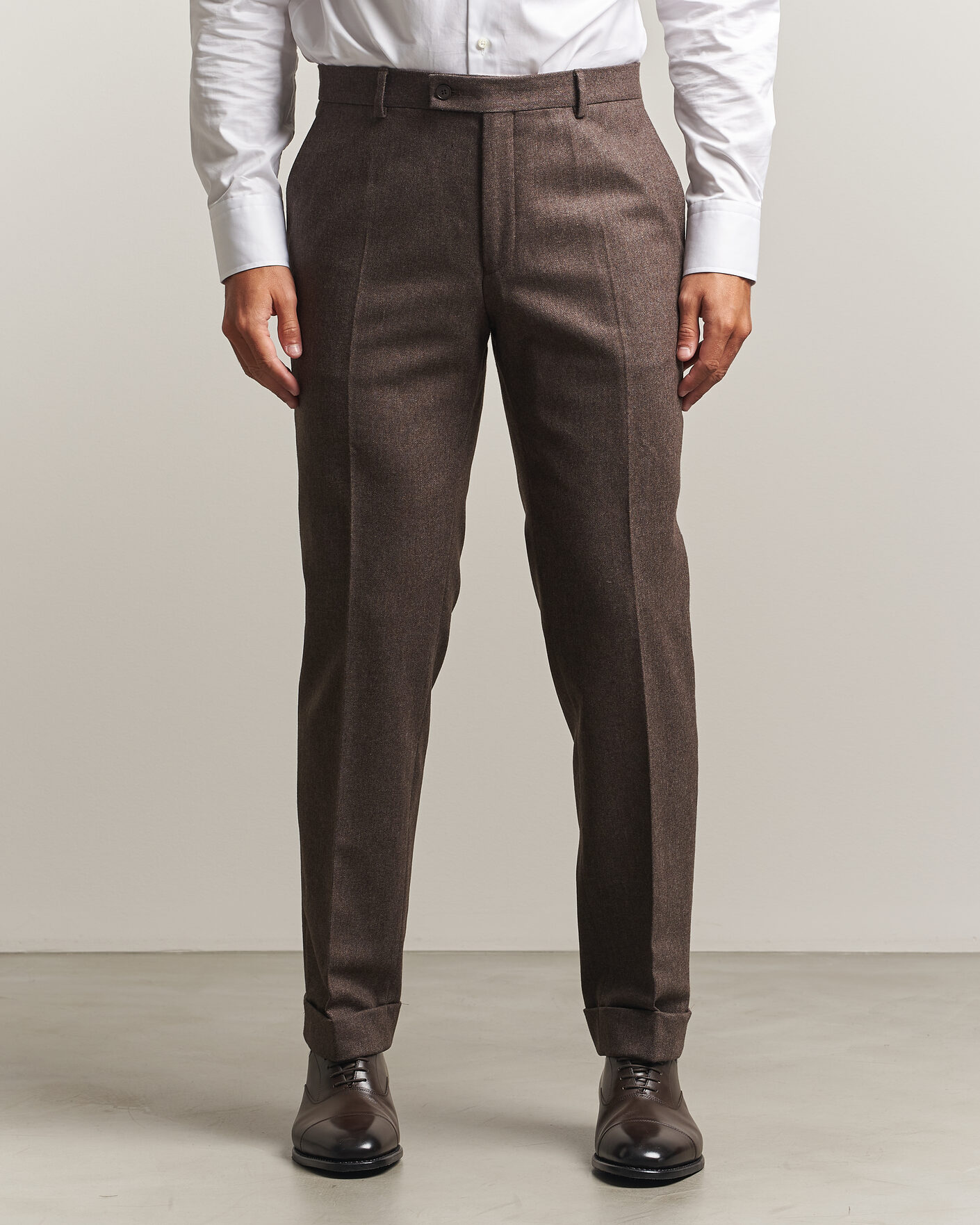 Herren | Hosen | Morris | Flannel Suit Trousers Brown