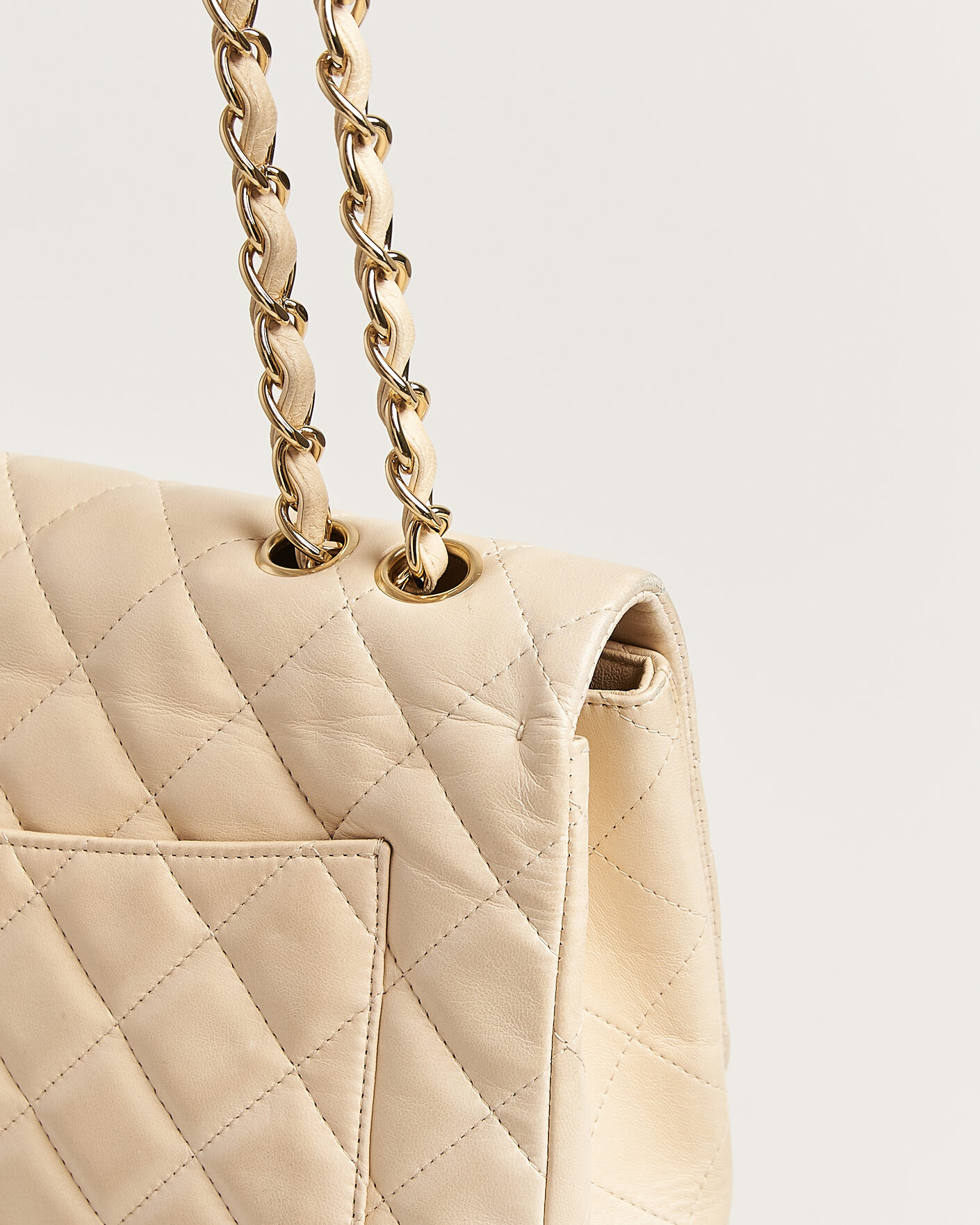 Herren | Pre-Owned & Vintage Bags | Chanel Pre-Owned | Classic Jumbo Single Flap Bag Lambskin Beige