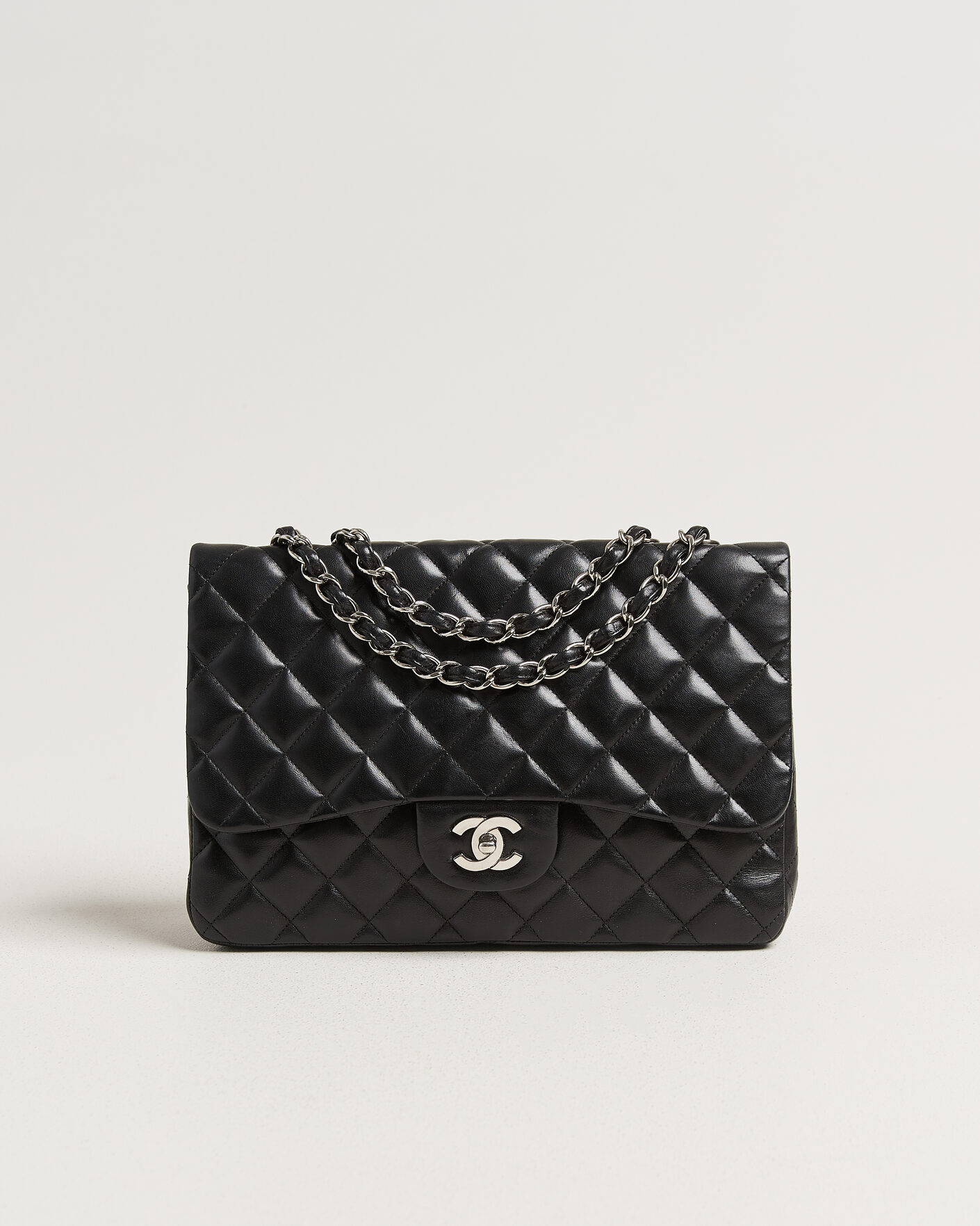 Herren | Pre-Owned & Vintage Bags | Chanel Pre-Owned | Classic Jumbo Single Flap Bag Lambskin Black