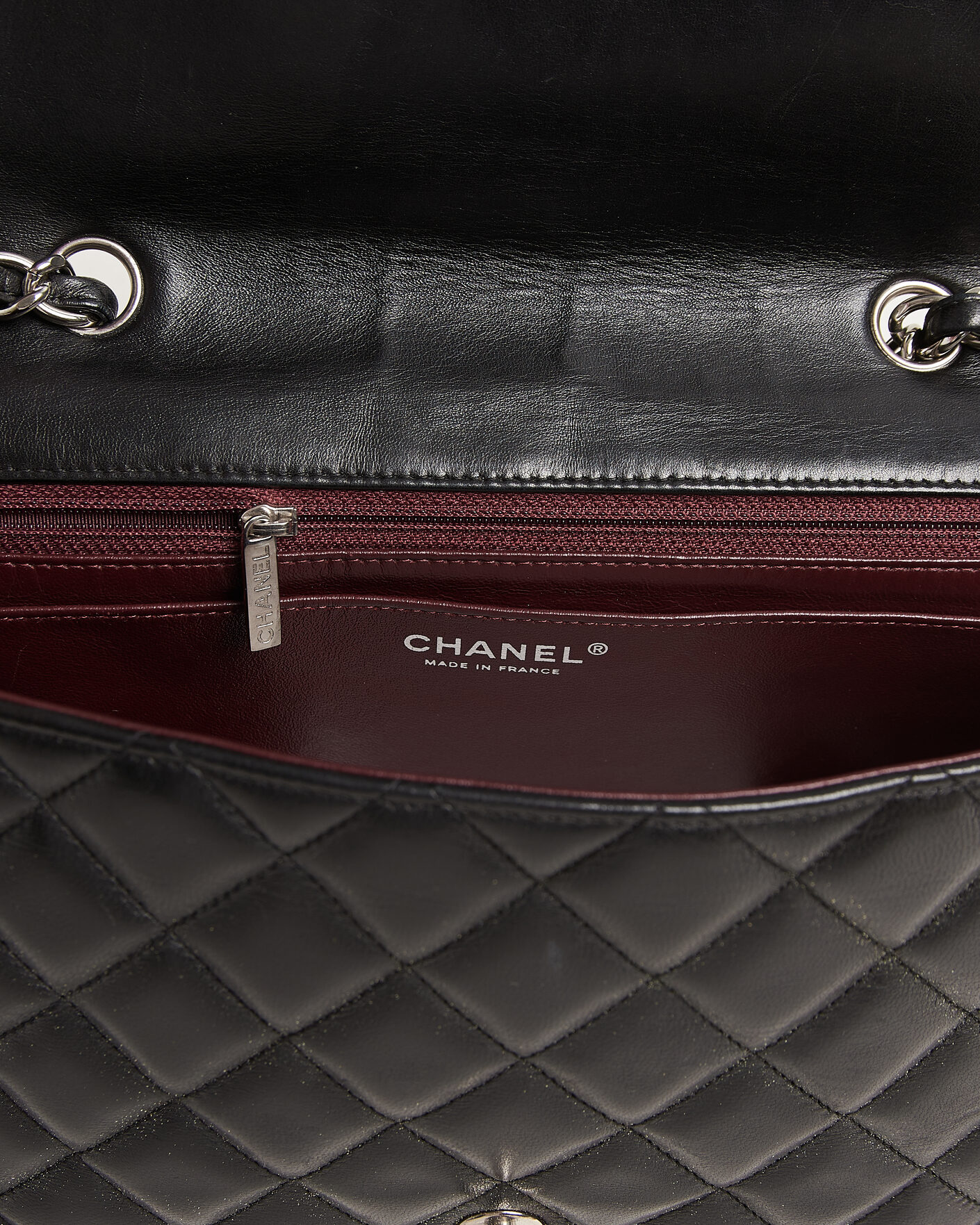Herren | Chanel Pre-Owned Classic Jumbo Single Flap Bag Lambskin Black | Chanel Pre-Owned | Classic Jumbo Single Flap Bag Lambskin Black