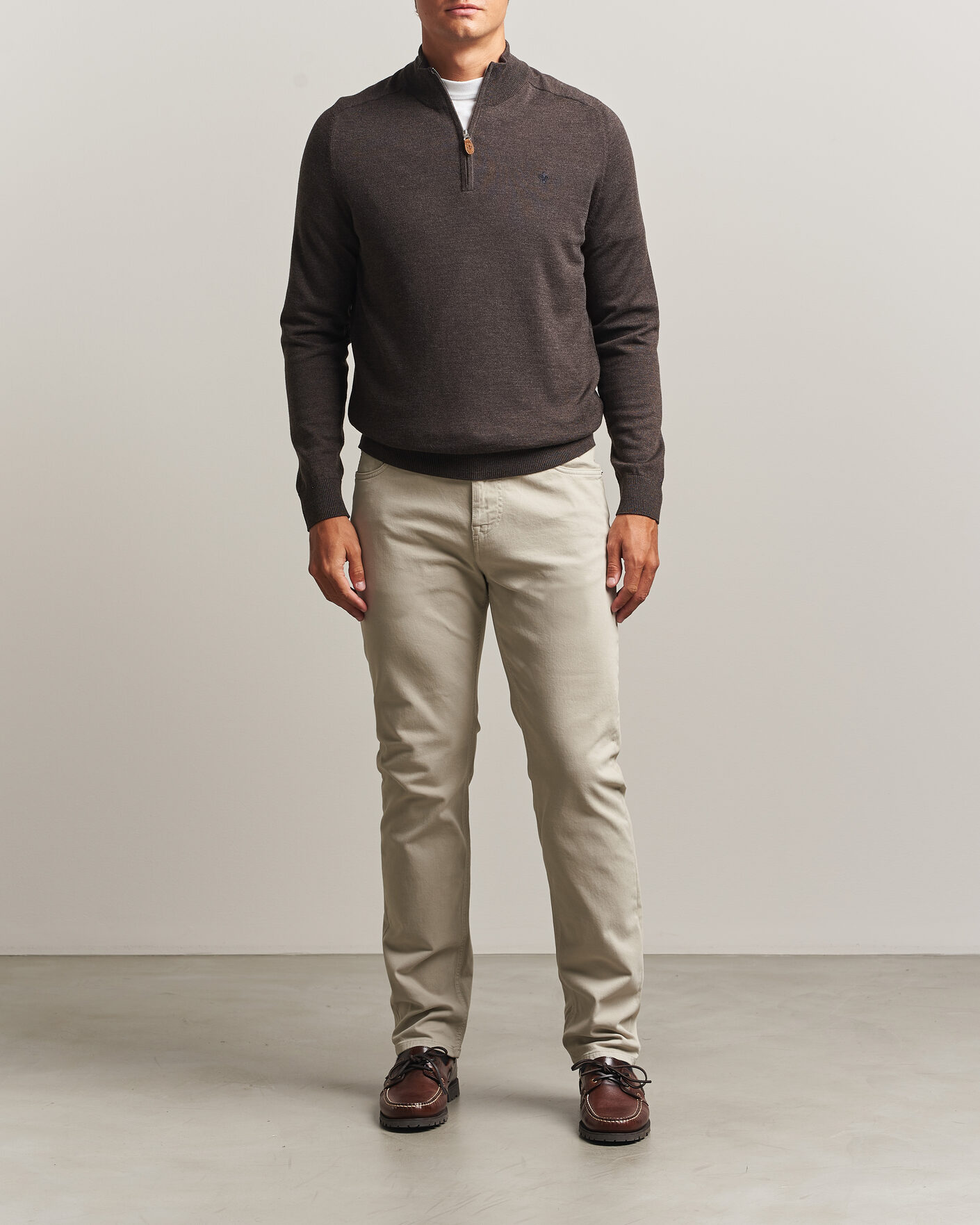 Herren | Pullover | Morris | John Merino Half Zip Brown