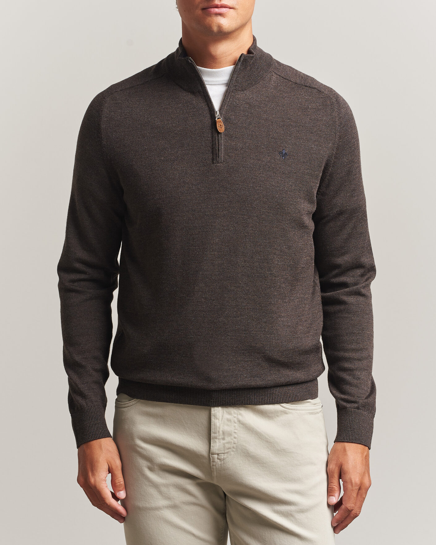 Herren | Pullover | Morris | John Merino Half Zip Brown