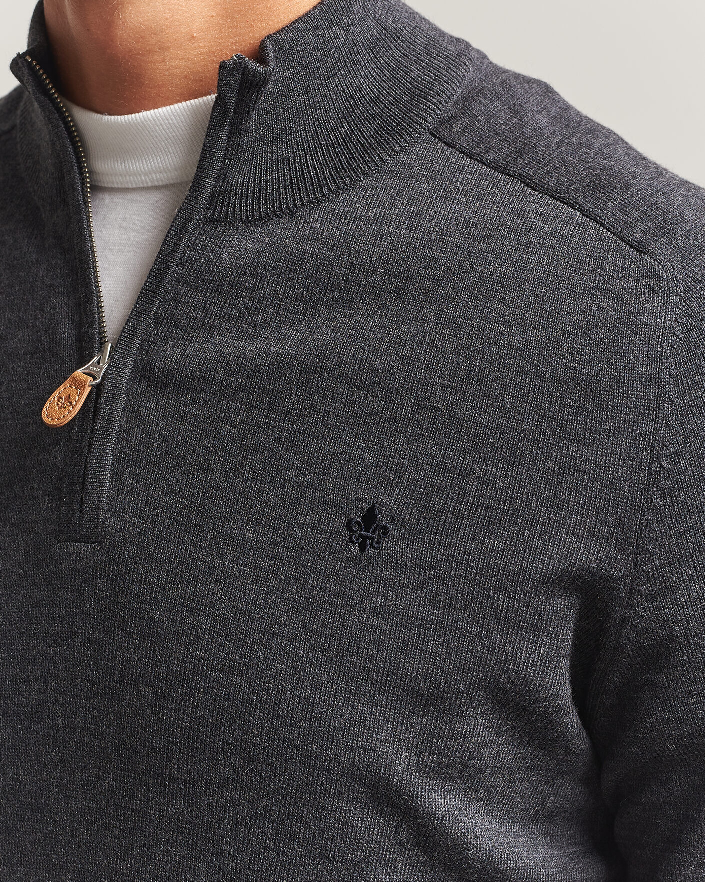 Herren | Pullover | Morris | John Merino Half Zip Grey