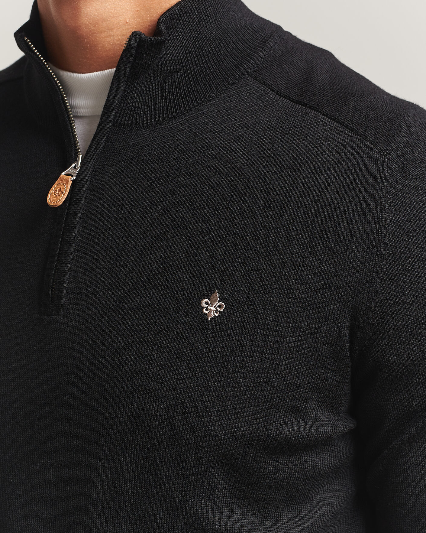 Herren | Pullover | Morris | John Merino Half Zip Black