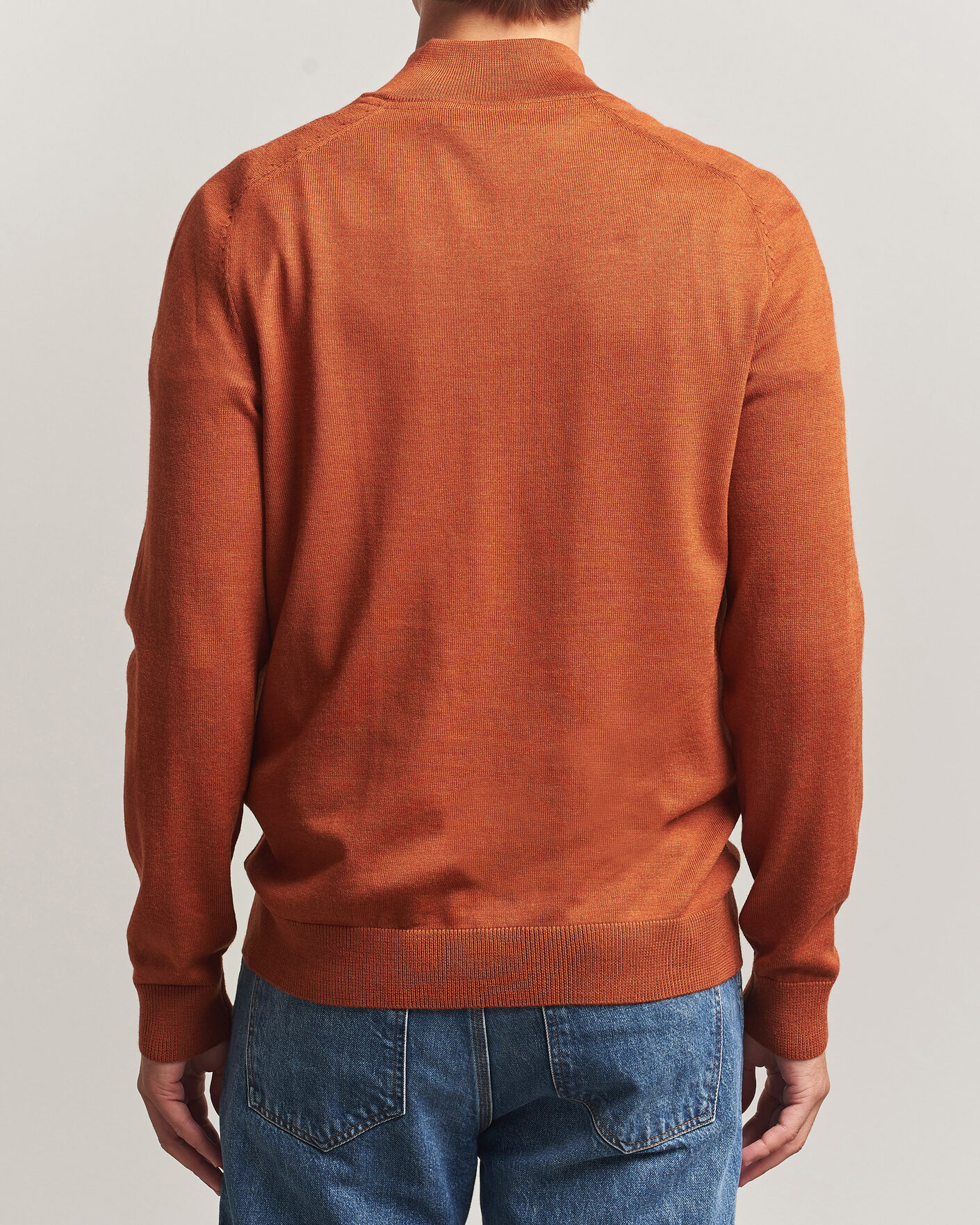 Herren | Pullover | Morris | John Merino Half Zip Orange