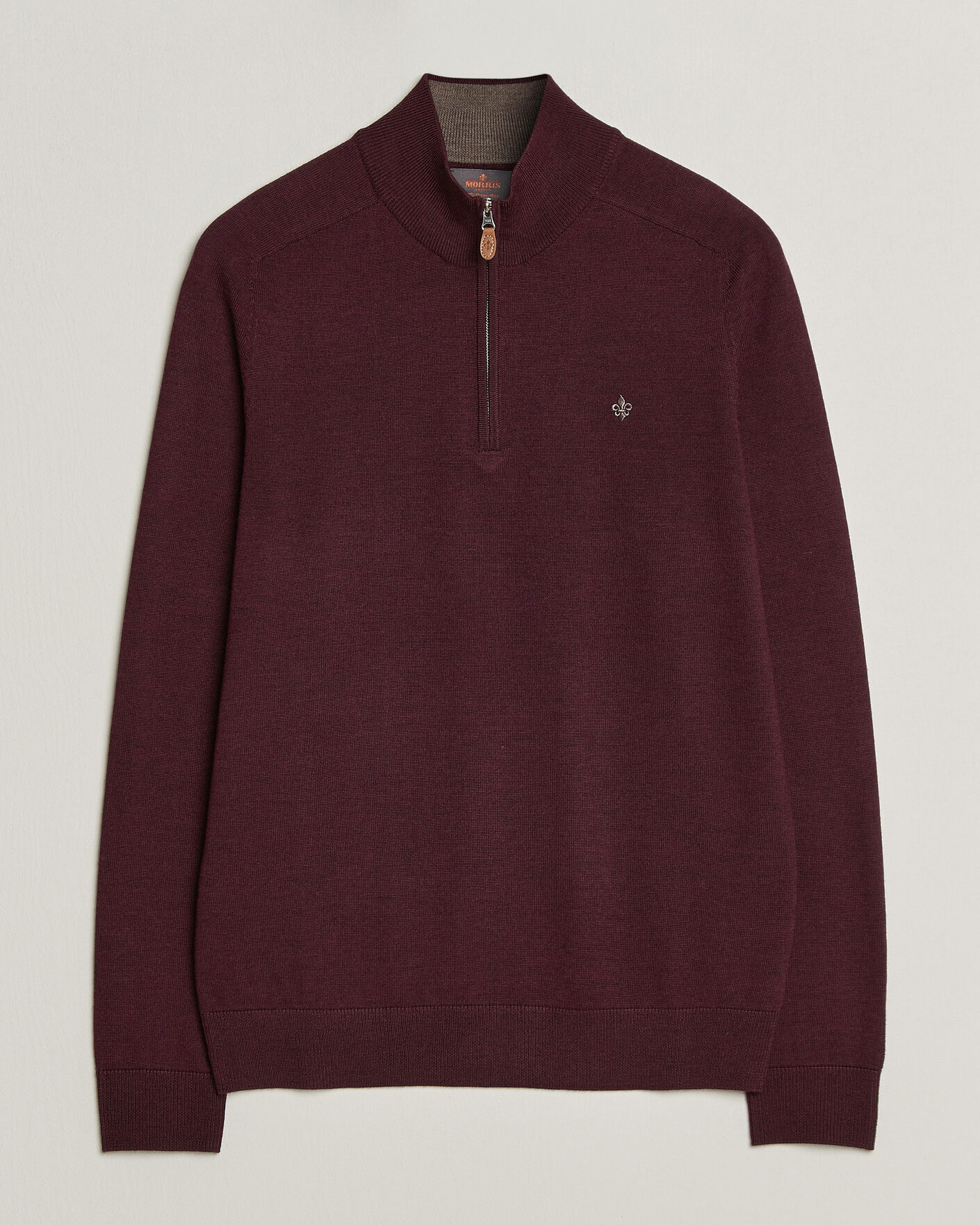 Herren | Pullover | Morris | John Merino Half Zip Wine Red