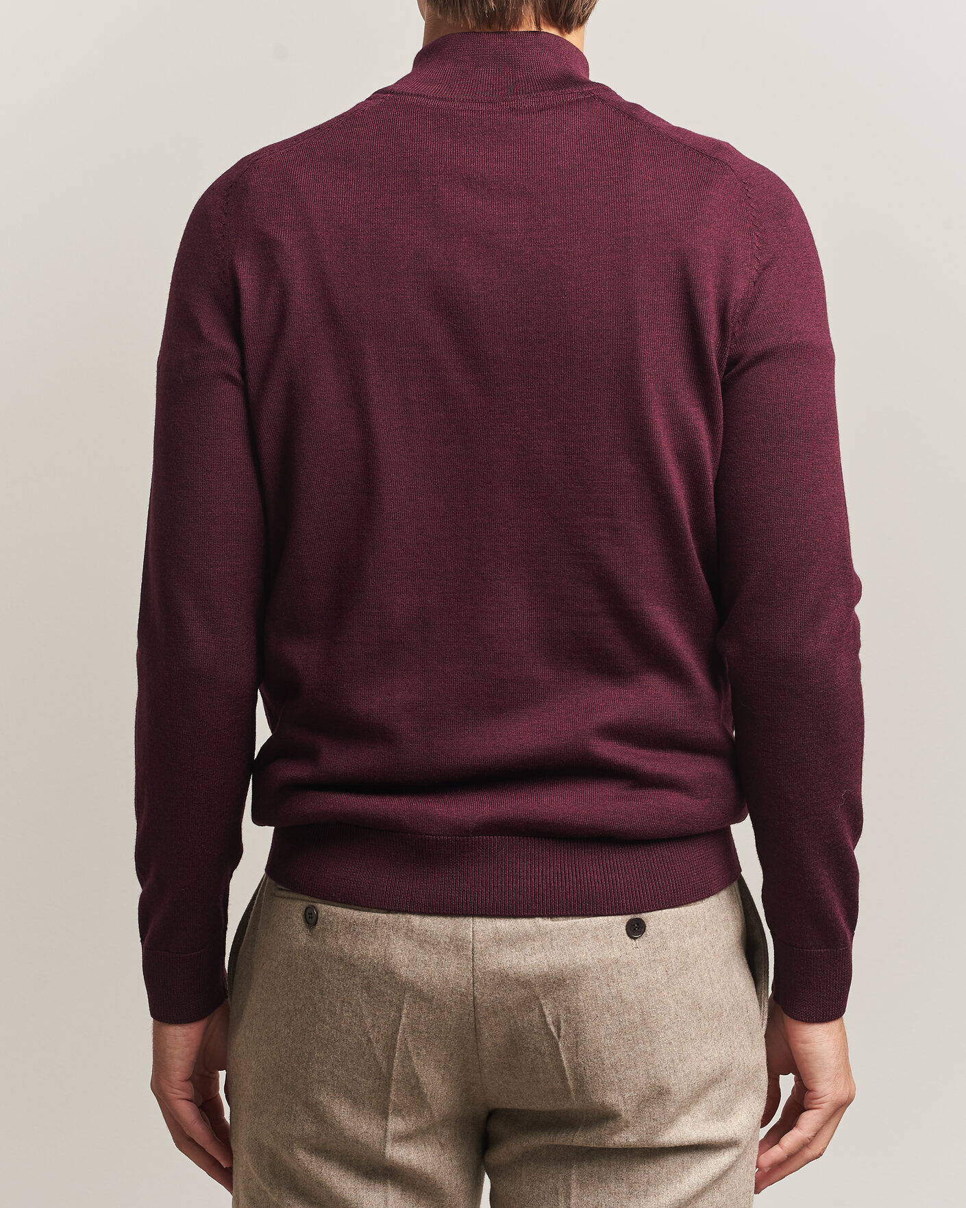 Herren | Pullover | Morris | John Merino Half Zip Wine Red