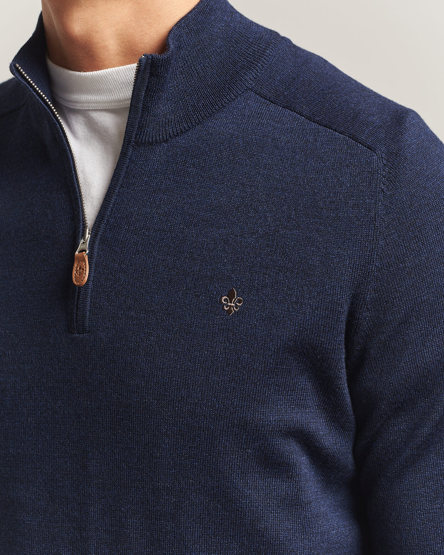 Herren | Pullover | Morris | John Merino Half Zip Ocean Blue