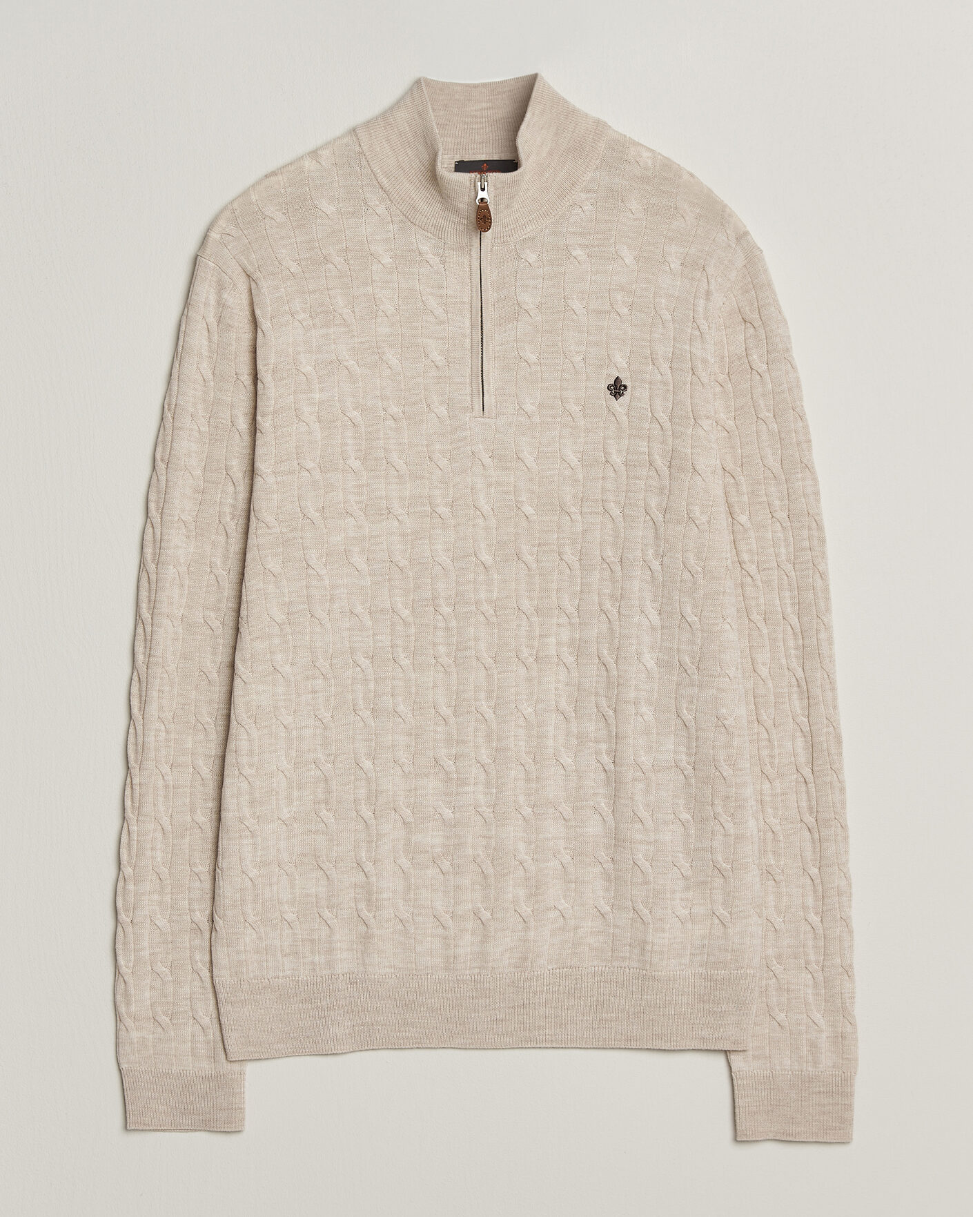 Herren | Pullover | Morris | Merino Cable Half Zip Off White