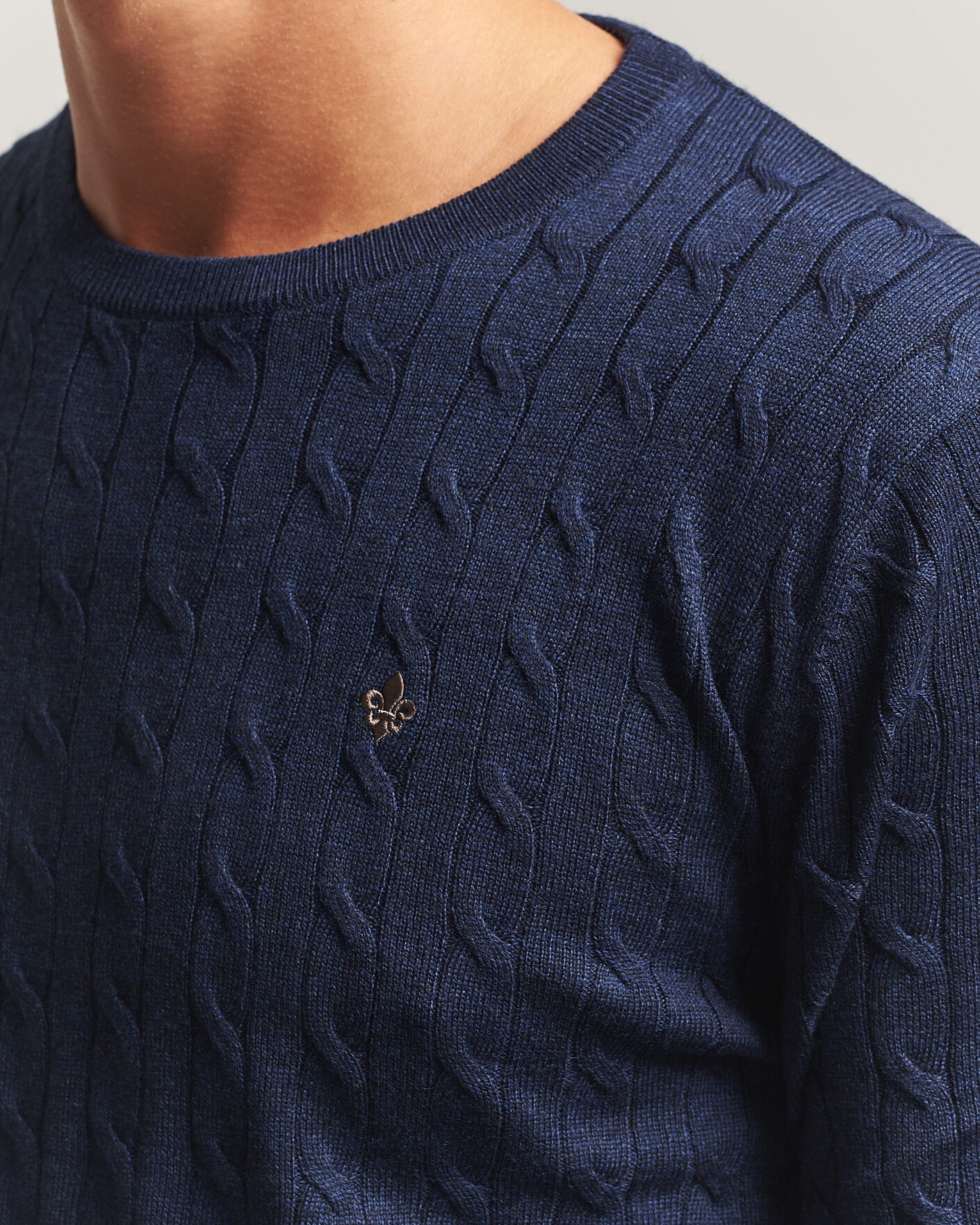 Herren | Pullover | Morris | Merino Cable O-Neck Navy