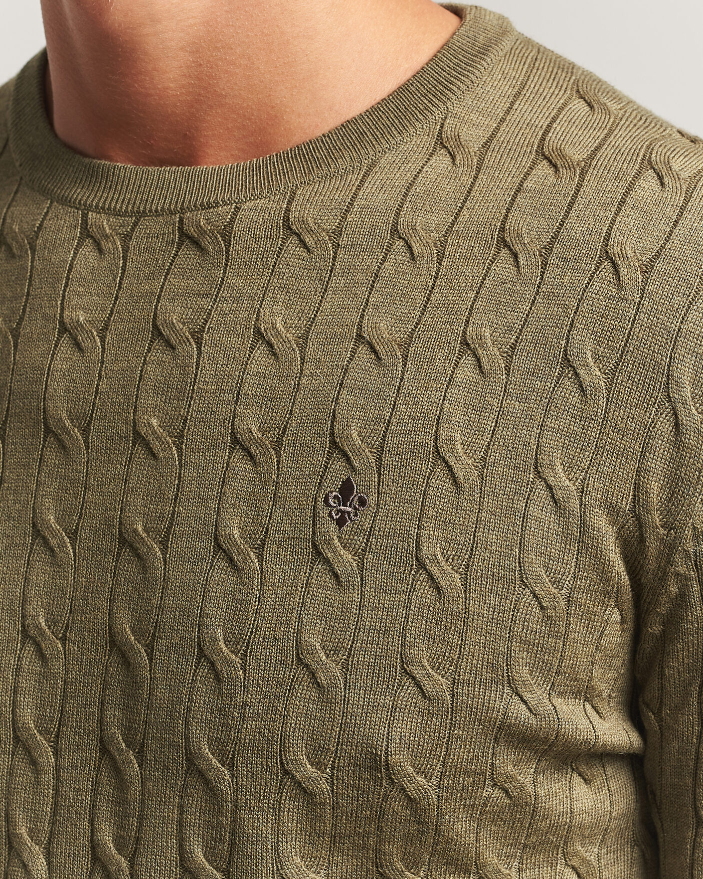 Herren | Pullover | Morris | Merino Cable O-Neck Olive