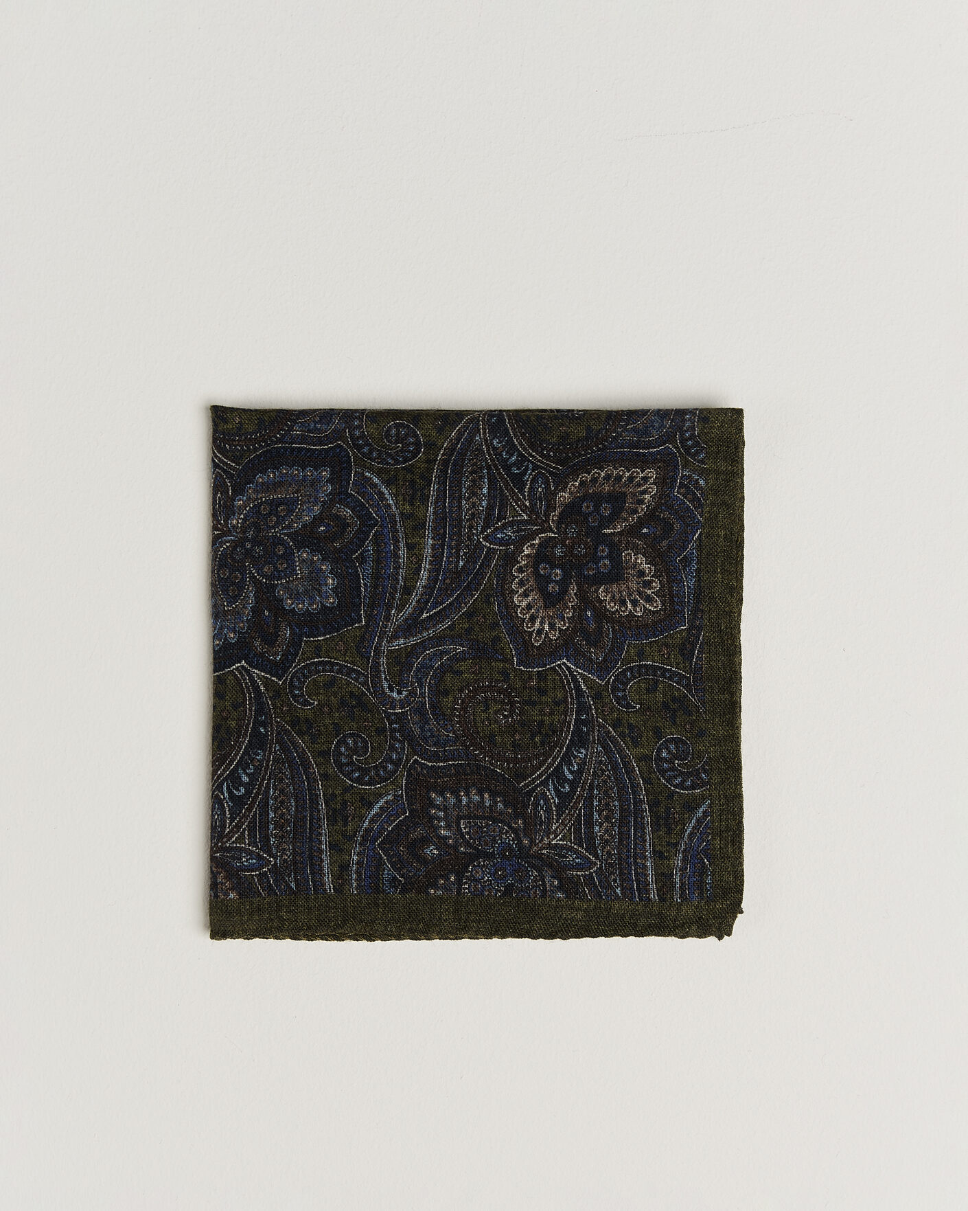 Herren | Einstecktücher | Amanda Christensen | Wool Large Paisley Pocket Square Green