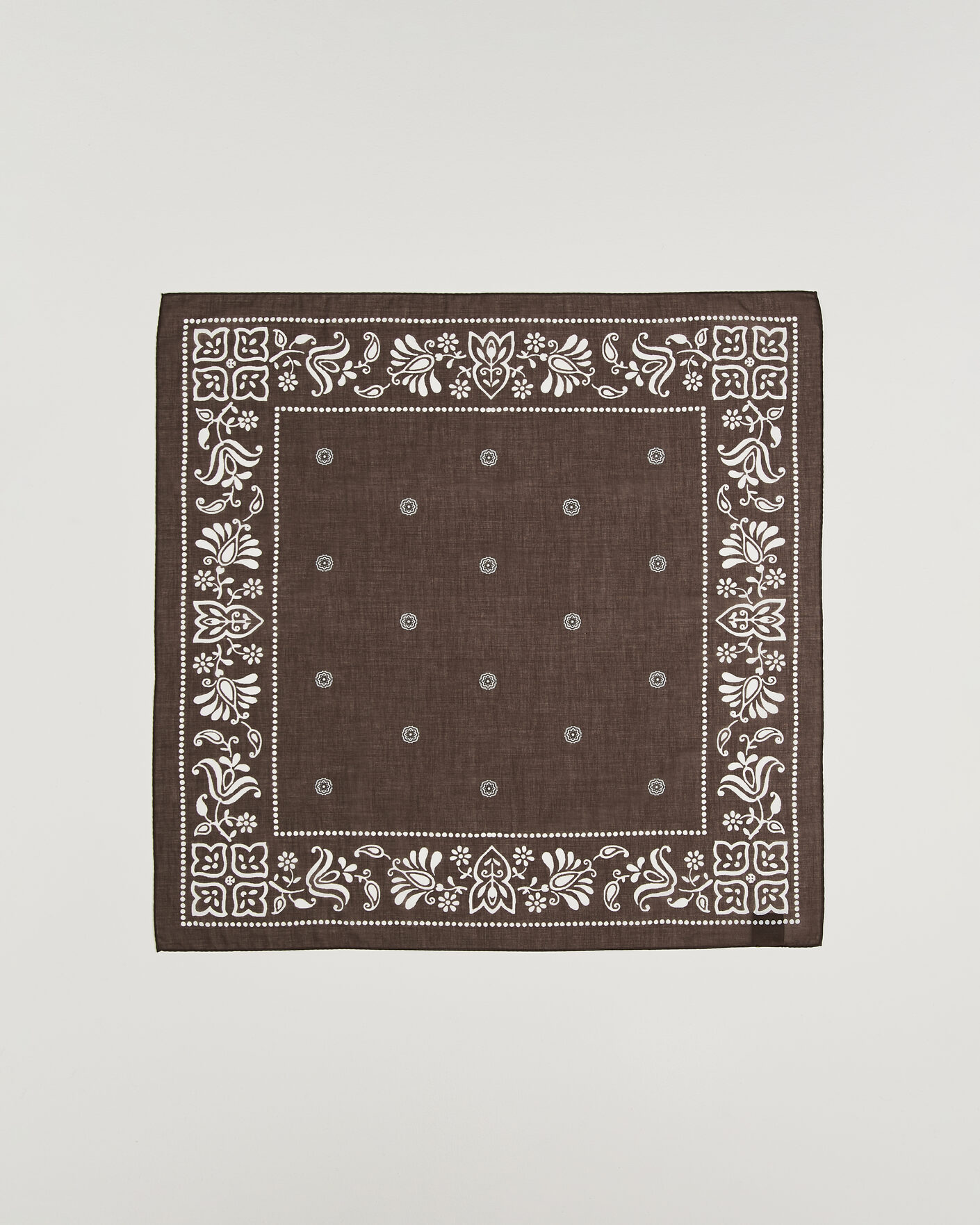 Herren | Tücher | Amanda Christensen | Cotton Voile Printed Flower Bandana Brown
