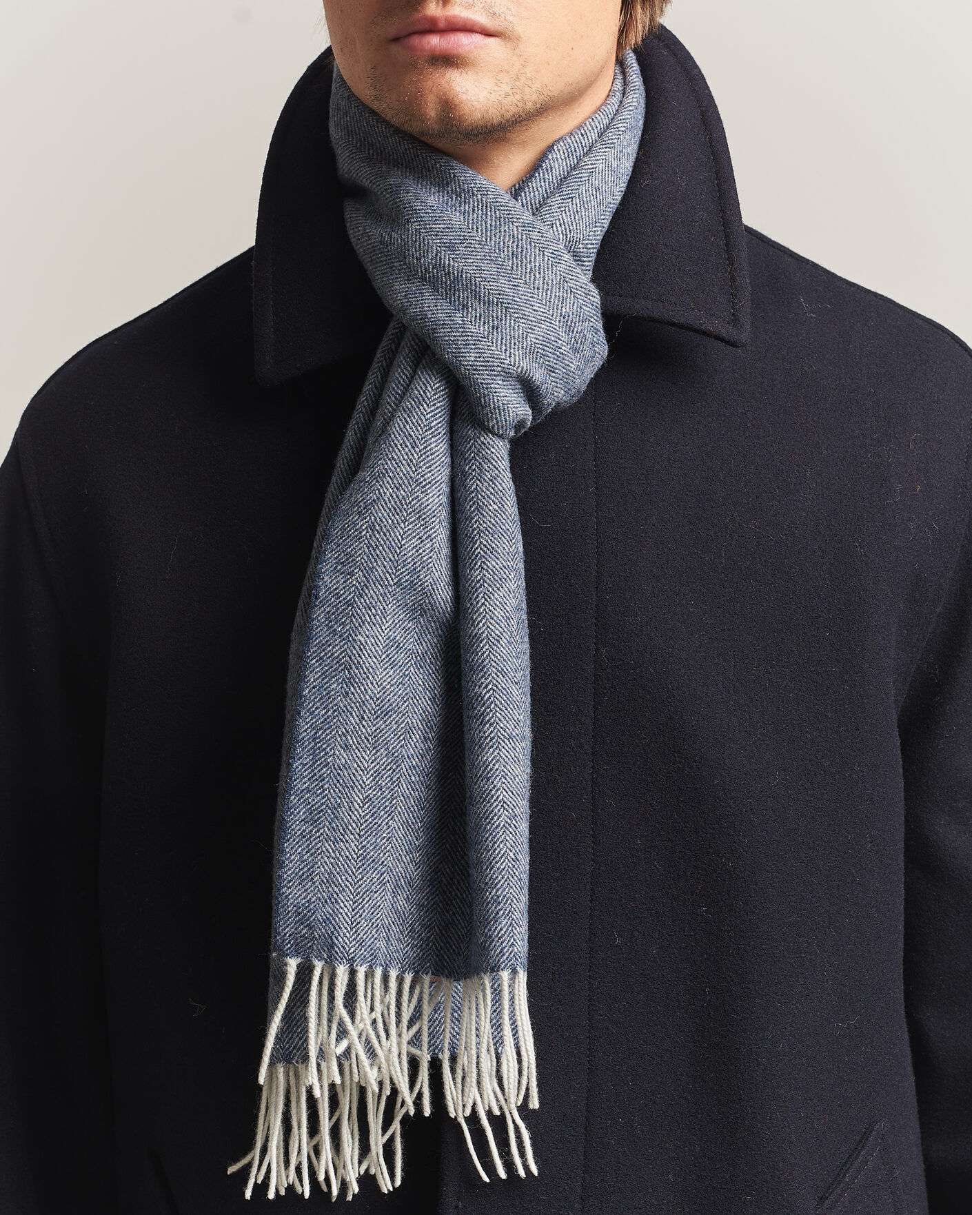 Herren | Schals | Amanda Christensen | Wool Herringbone Scarf Navy