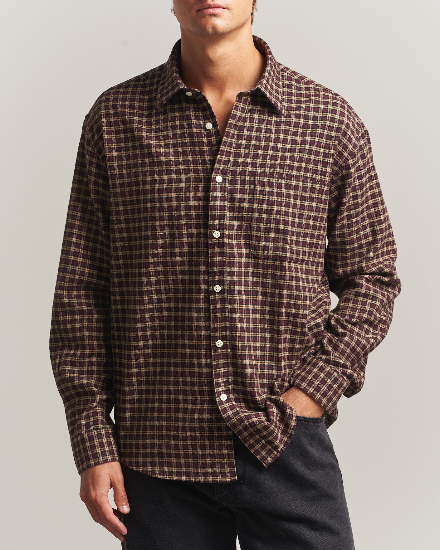Herren | Hemden | NN07 | Deon Flannel Shirt Bordeaux Check