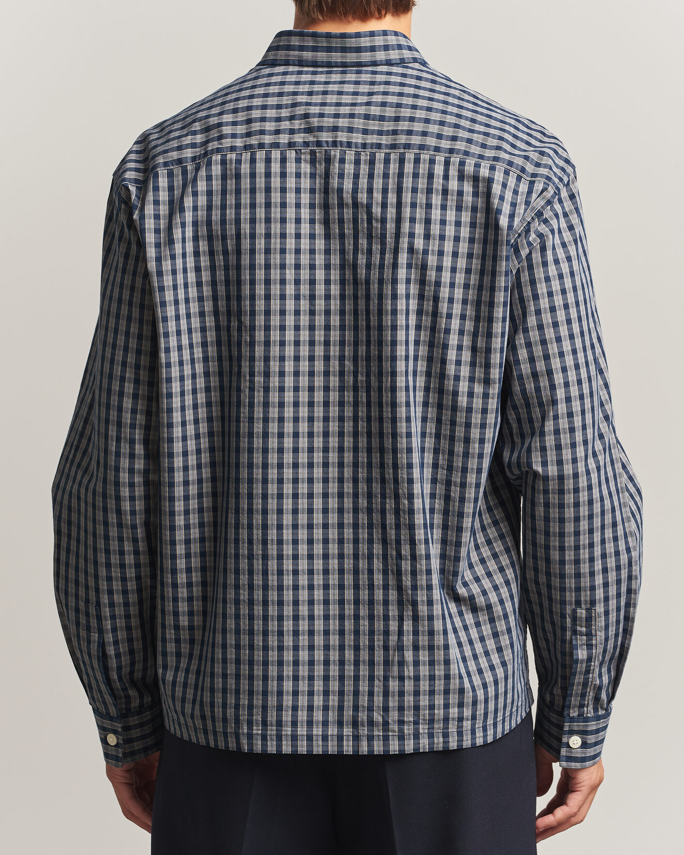 Herren | Hemden | NN07 | Deon Brushed Cotton Checked Shirt Navy Blue