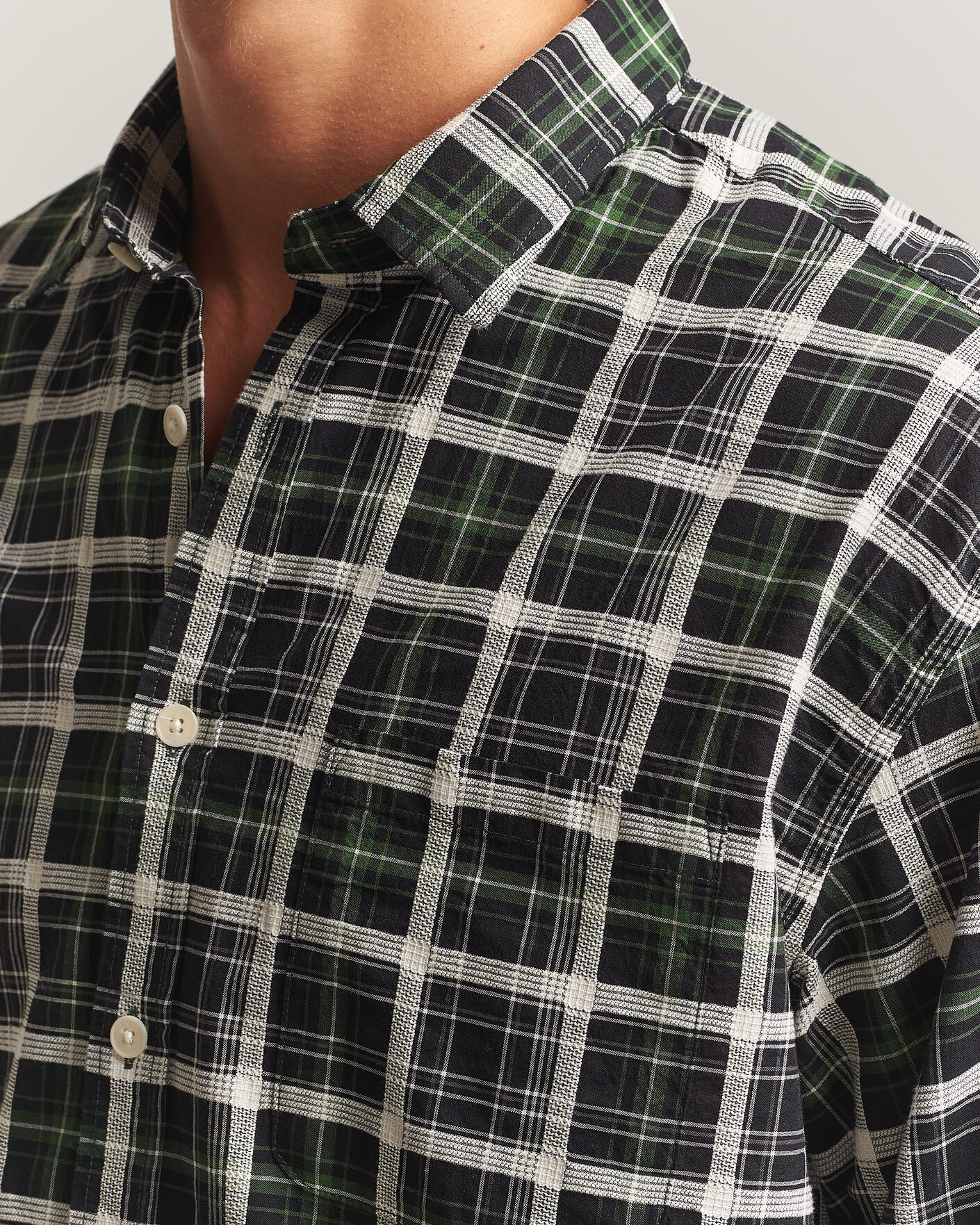 Herren | Hemden | NN07 | Deon Cotton Checked Shirt Fern Green