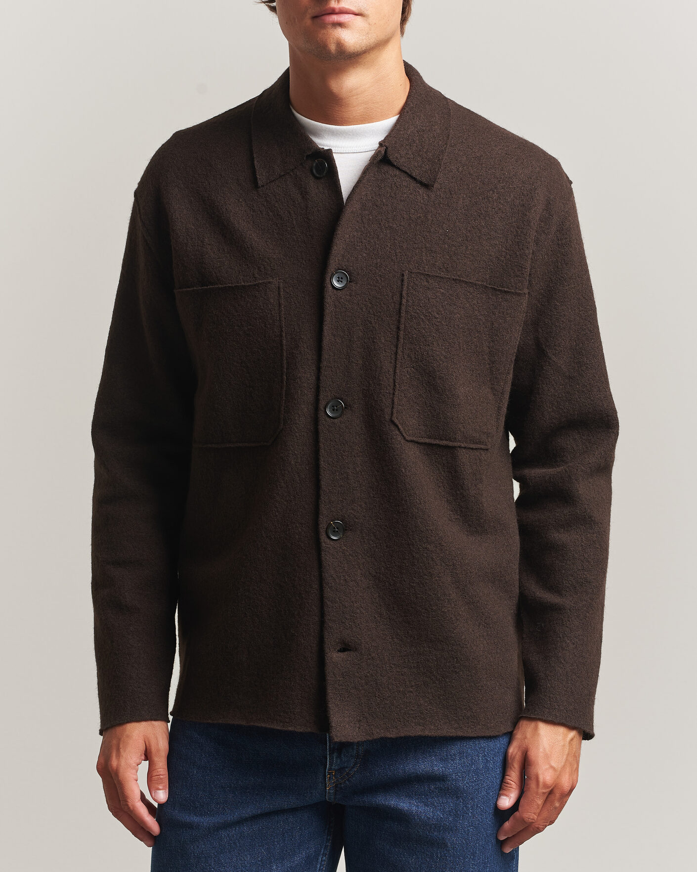 Herren | Pullover | NN07 | Jonas Boiled Wool Cardigan Deep Truffle