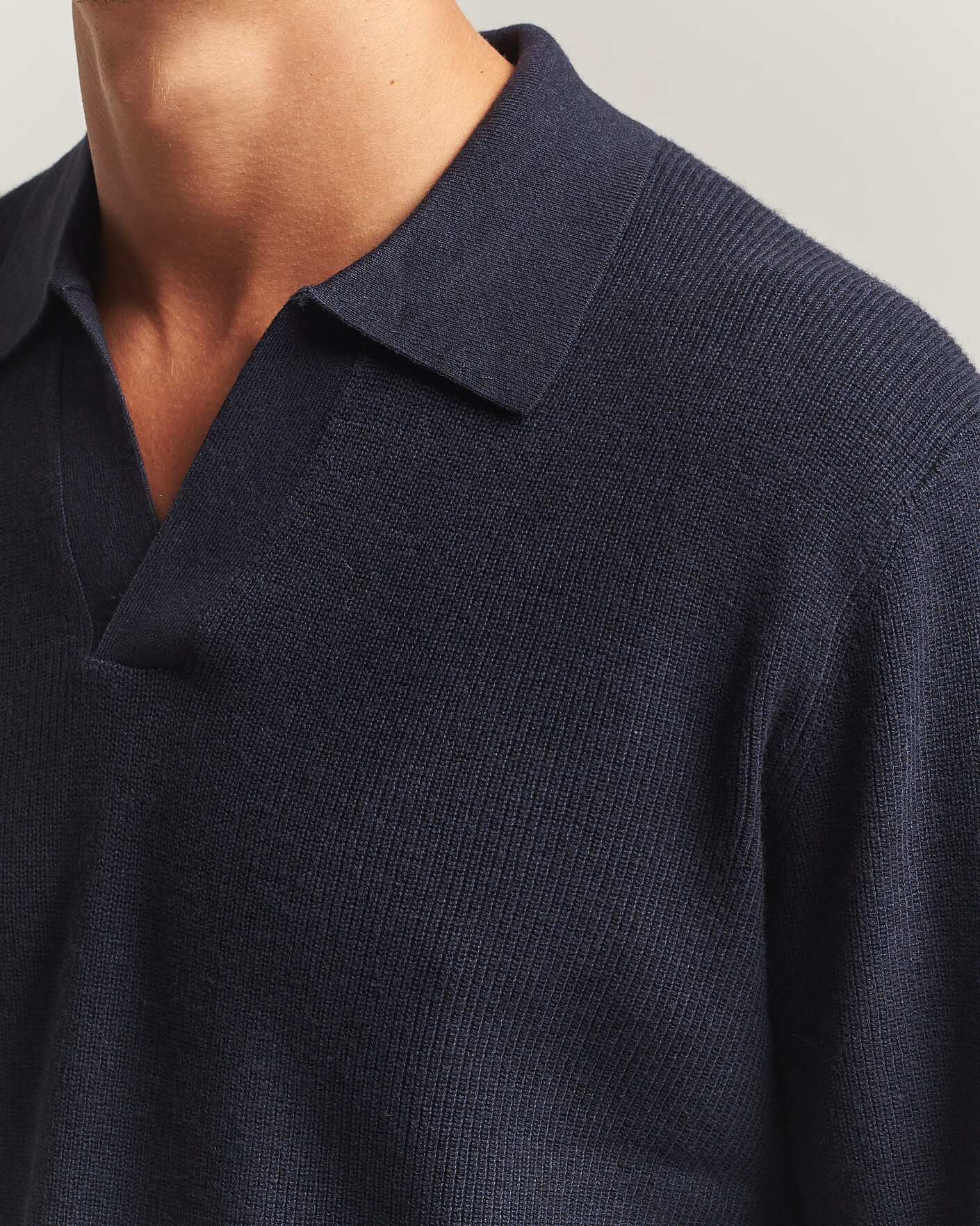 Herren | Pullover | NN07 | Hope Cotton/Cashmere Rib Knitted Polo Navy