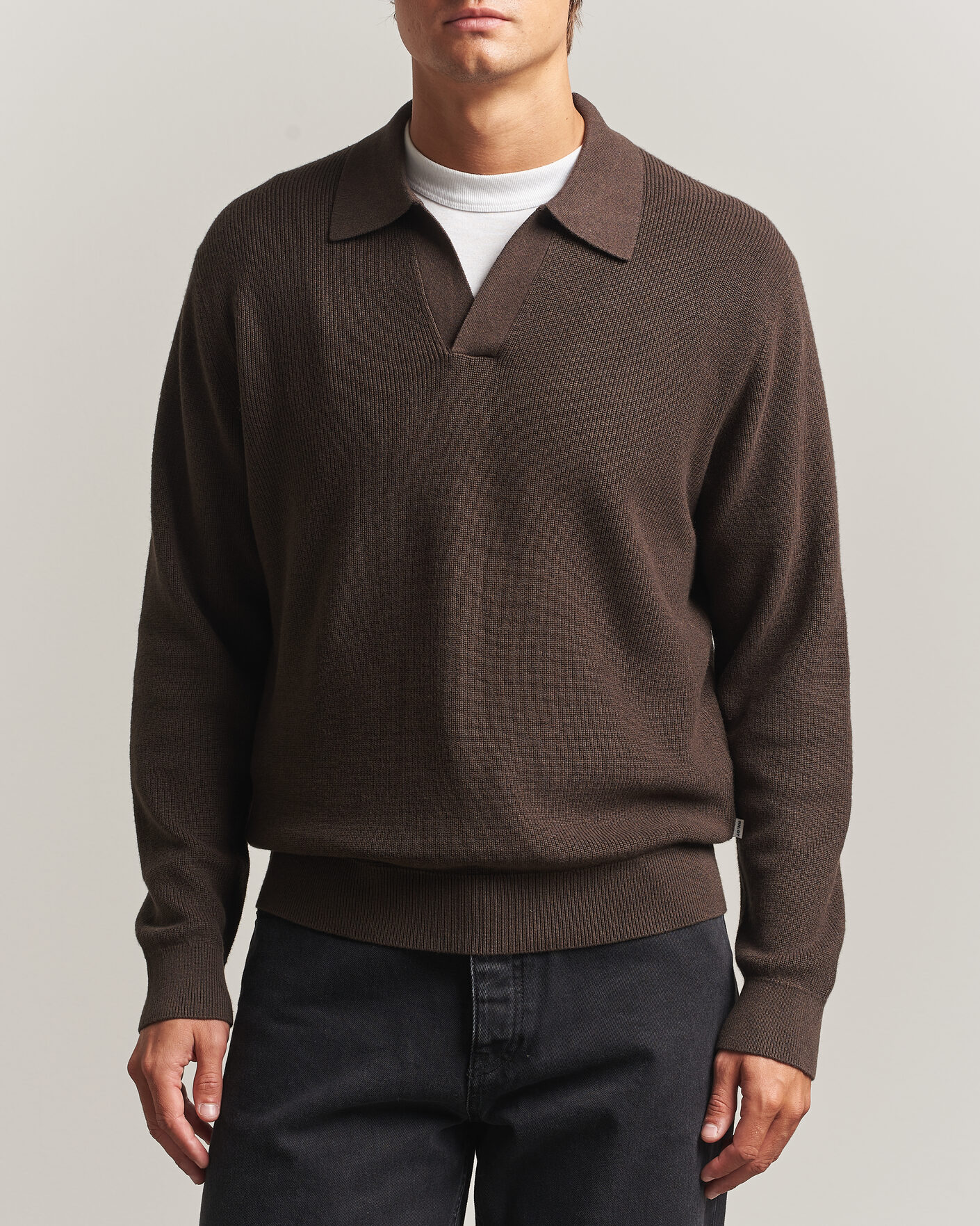Herren | Pullover | NN07 | Hope Cotton/Cashmere Rib Knitted Polo Brown