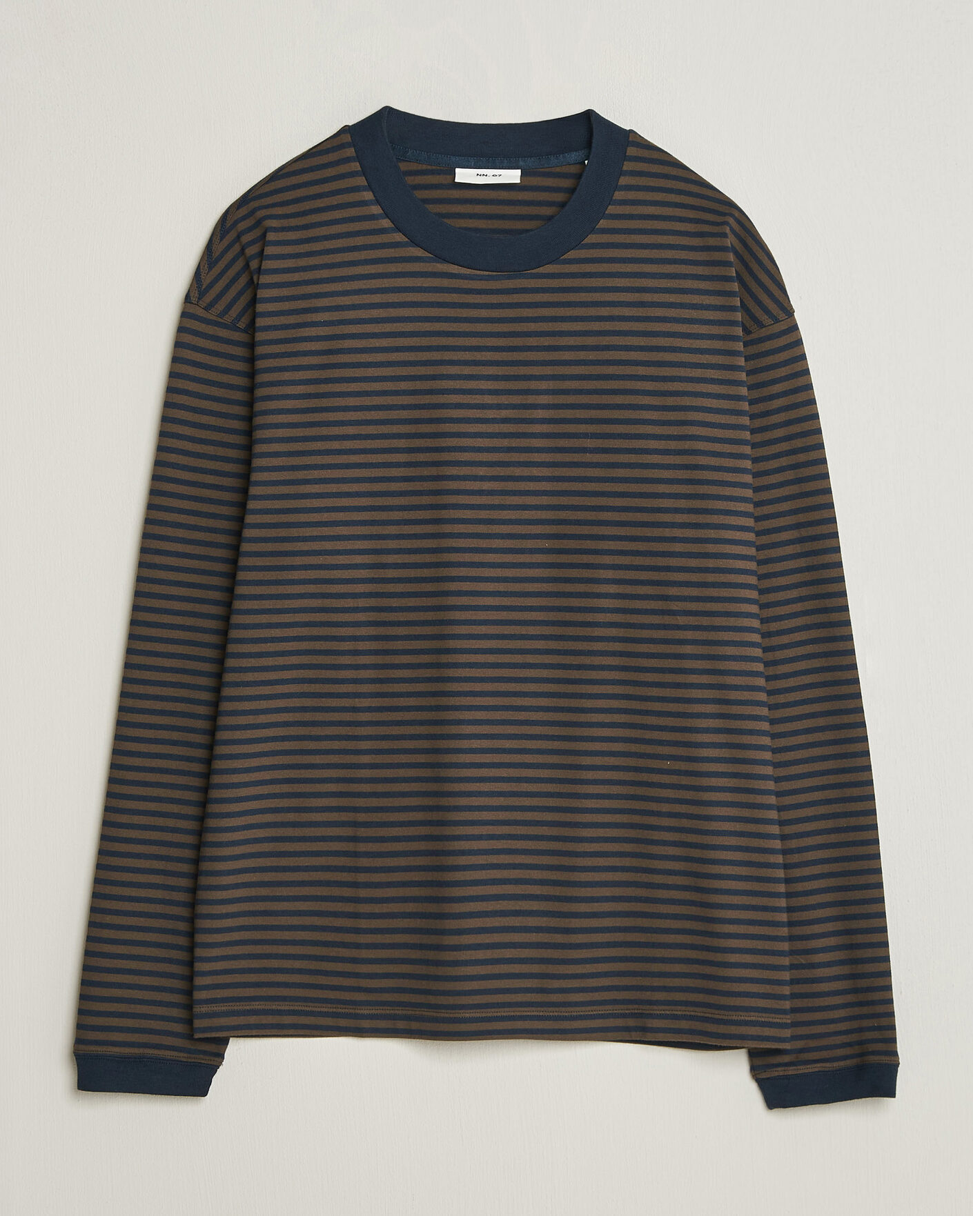 Herren | T-Shirts | NN07 | Lionel Striped Long Sleeve T-Shirt Navy/Brown